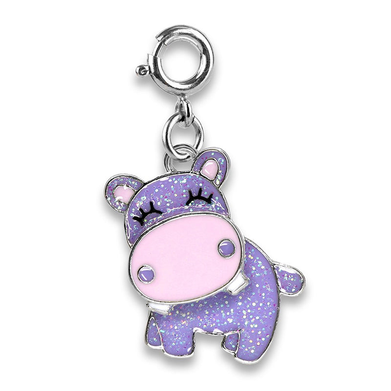 Charmit Glitter Swivel Hippo Charm - Lilac - Baby Moo