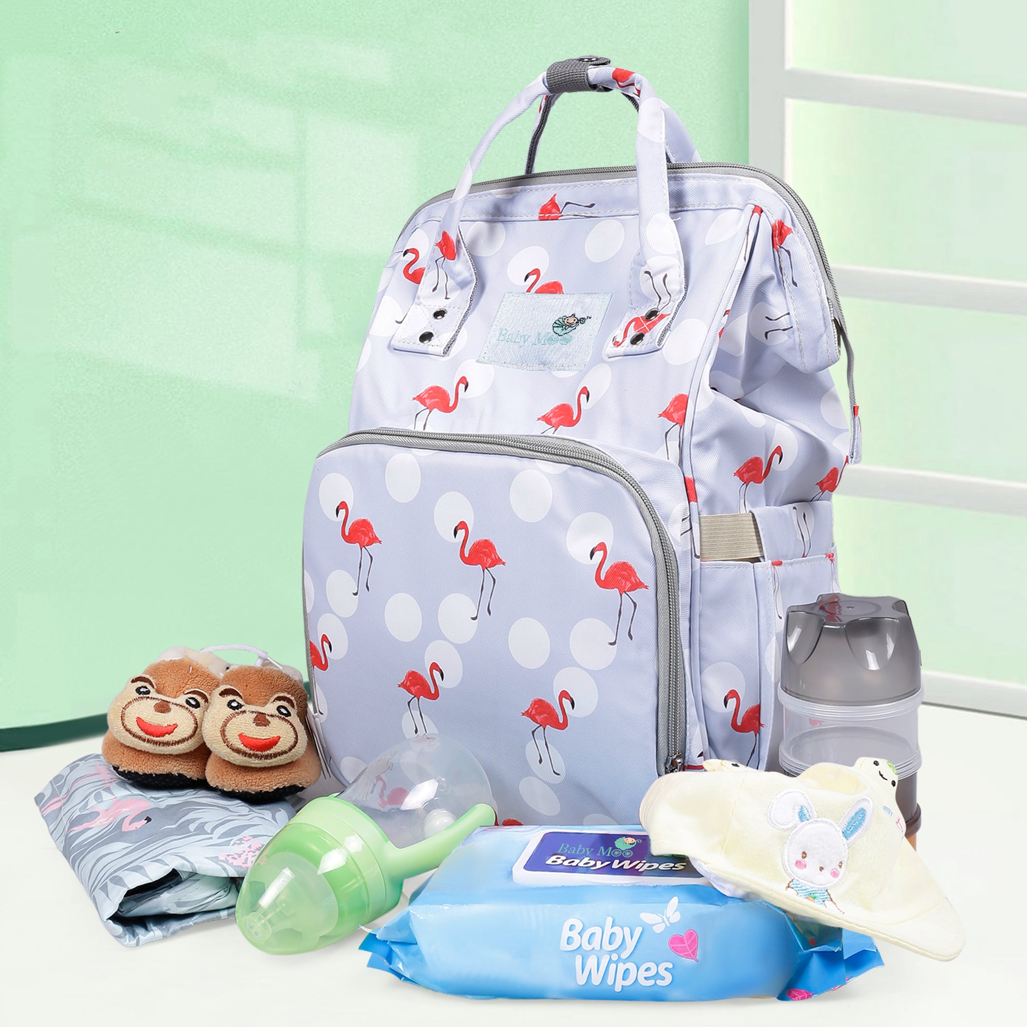 Diaper Bag 
Maternity Backpack Flamingo Gery