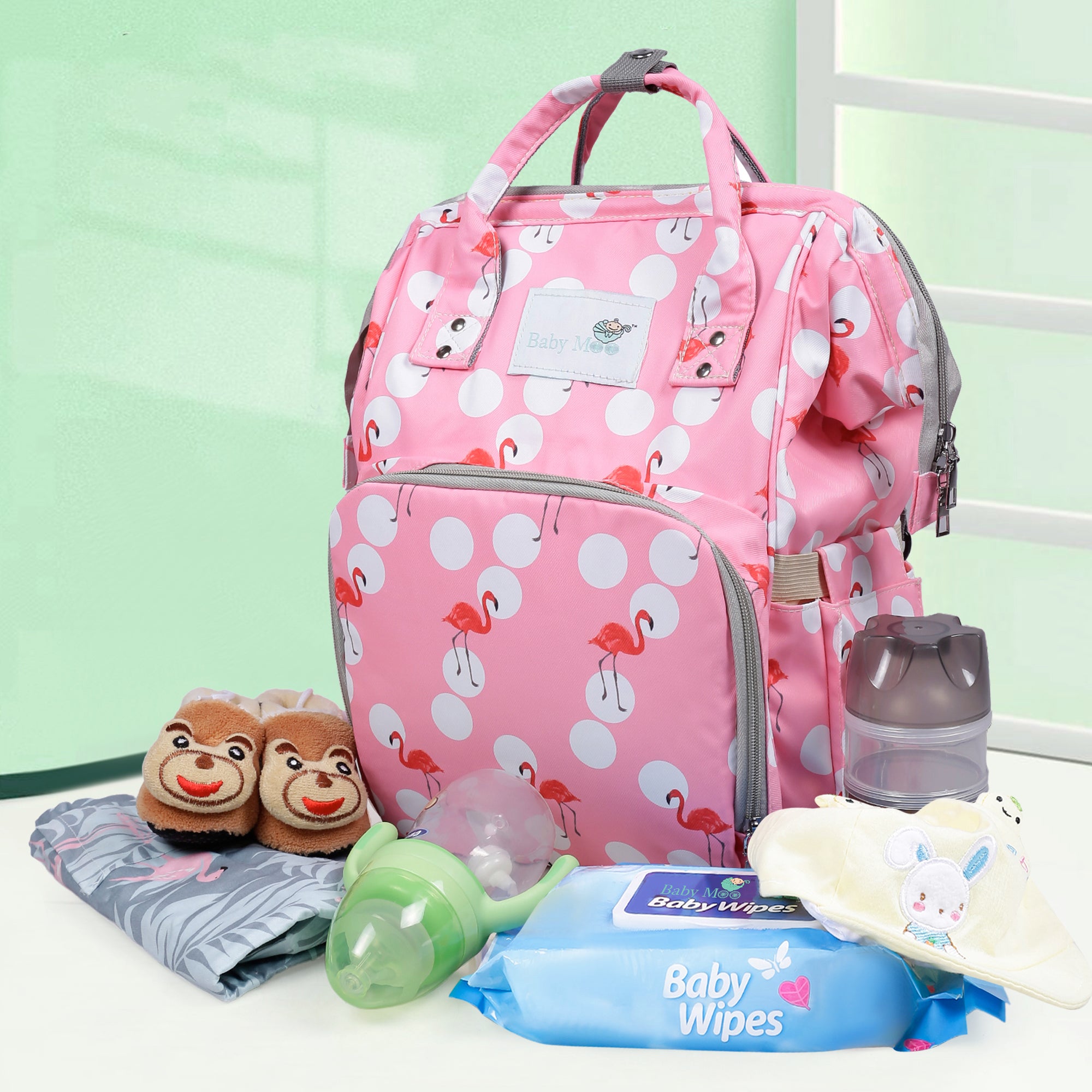 Diaper Bag 
Maternity Backpack Flamingo Pink