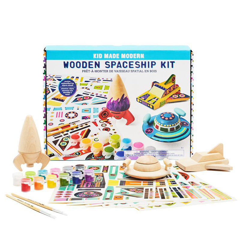 Kid Made Modern Wooden Spaceship Craft Kit - Multicolour