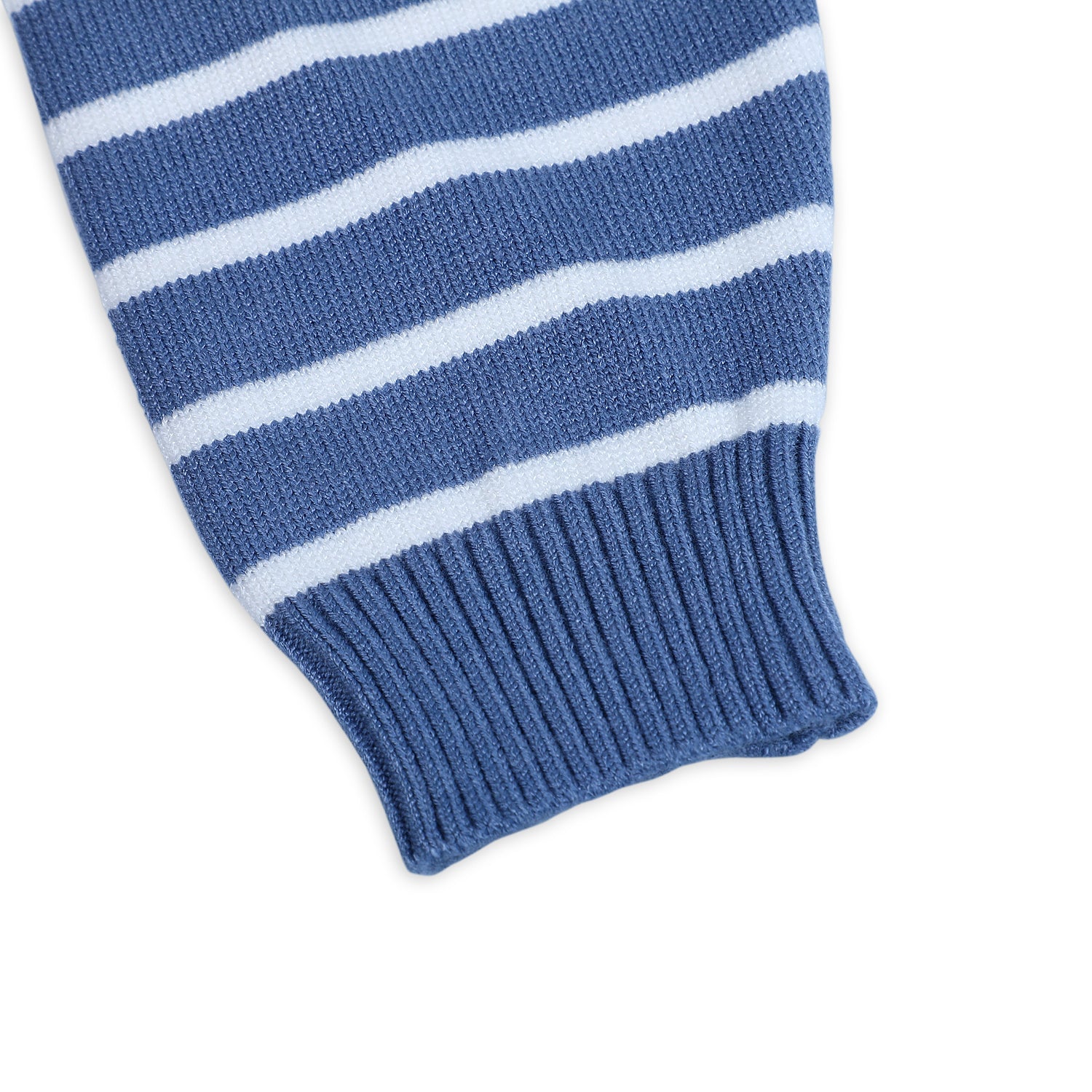 Dashing Dino Striped Premium Full Sleeves Knitted Sweater - Blue - Baby Moo