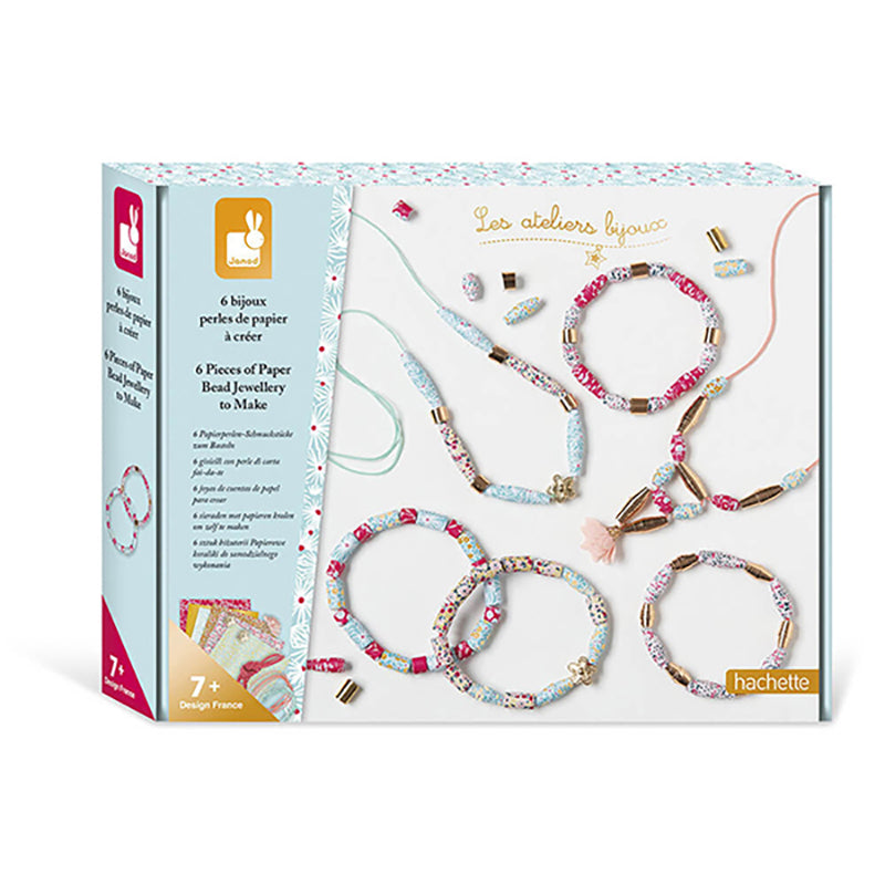 Janod 6 Pieces Of Paper Bead Jewellery To Make - Multicolour - Baby Moo