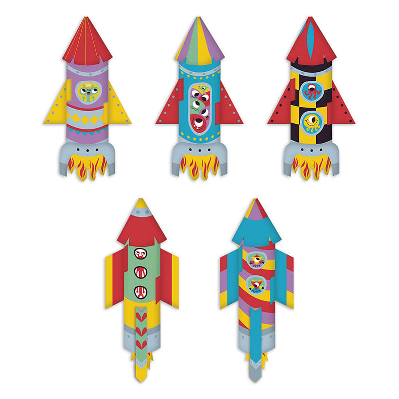 Janod 10 Paper Rockets To Make - Multicolour - Baby Moo