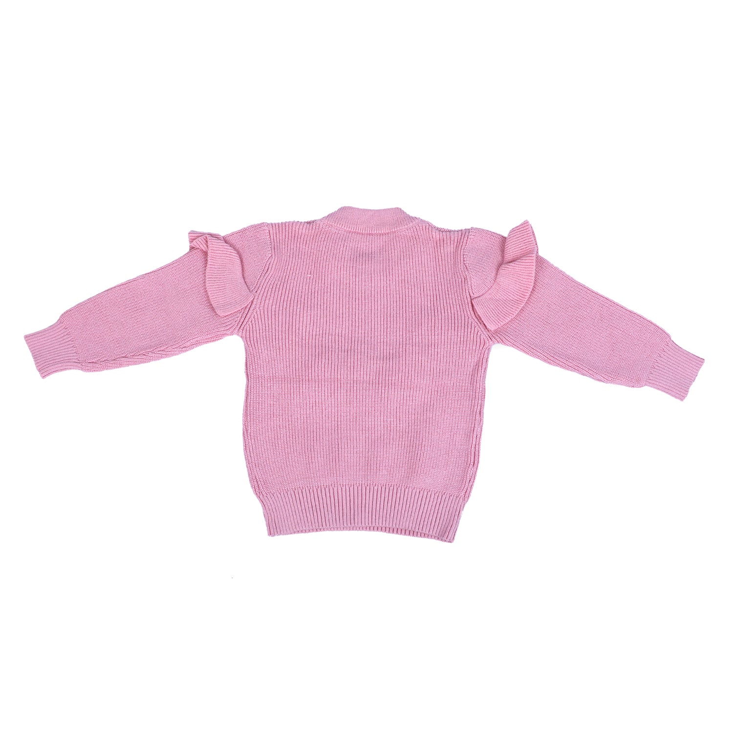 Flowers And Frills Premium Full Sleeves Knitted Sweater - Pink - Baby Moo