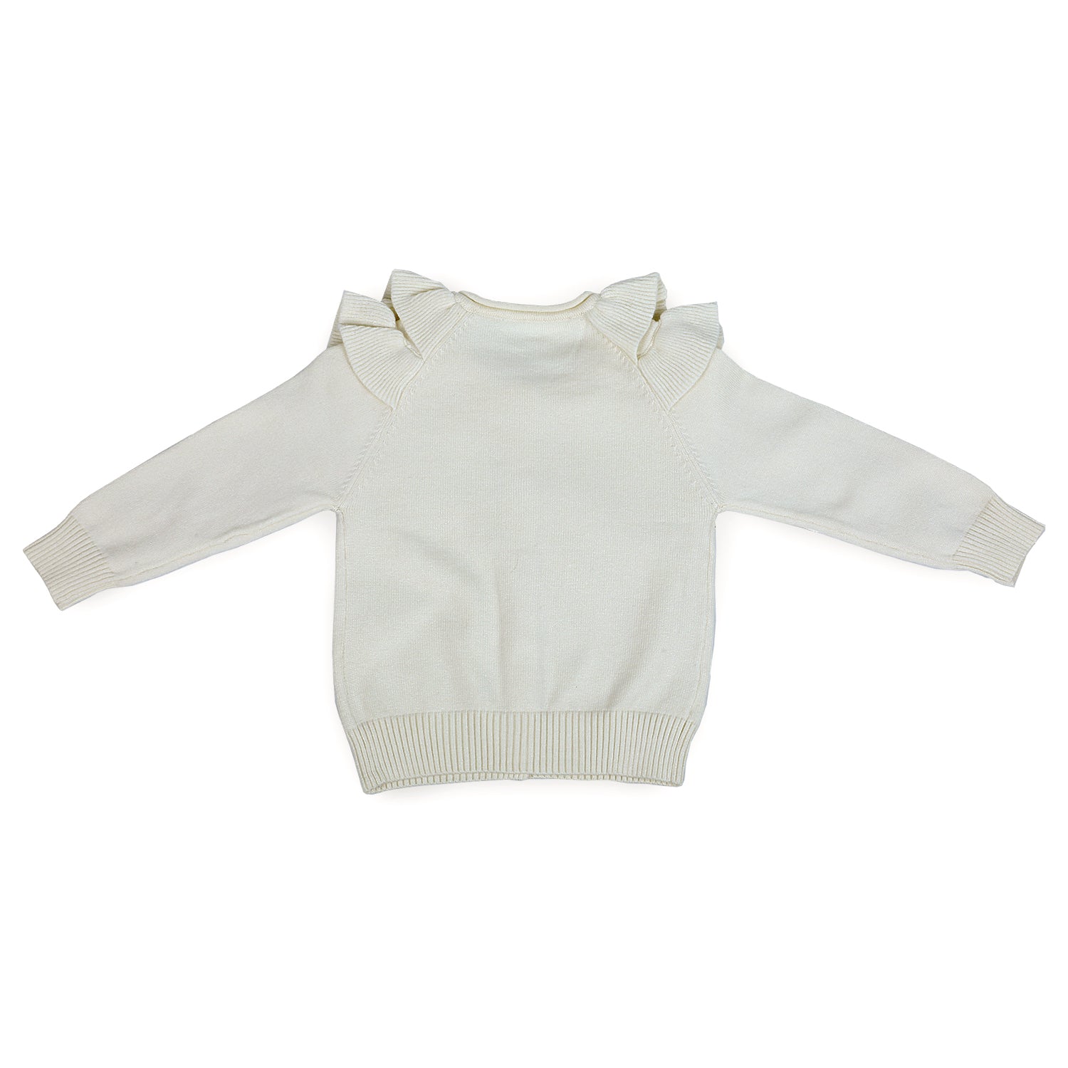 Charming Frilly Premium Full Sleeves Knitted Cardigan - Off White - Baby Moo
