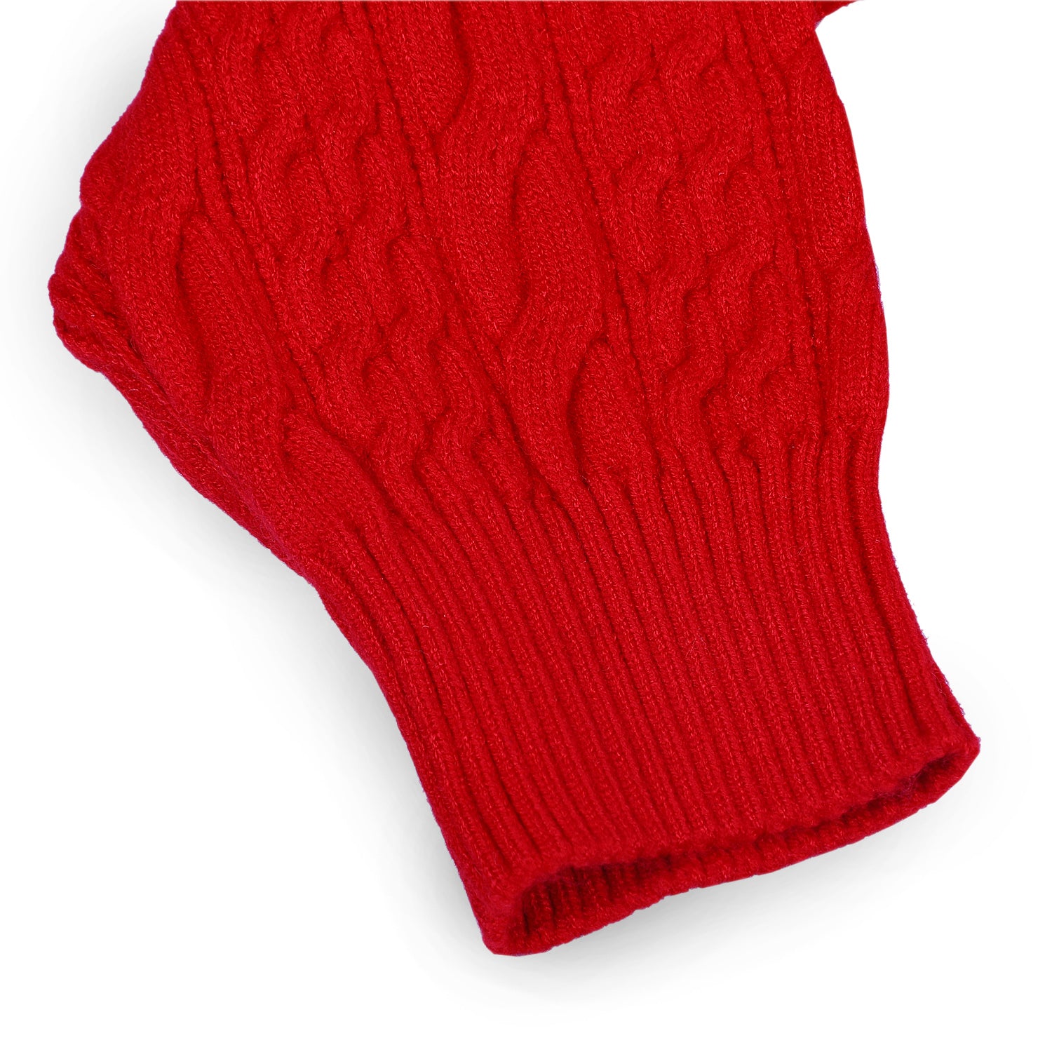 Ruffled Jumper Solid Premium Full Sleeves Braided Knit Sweater - Red - Baby Moo