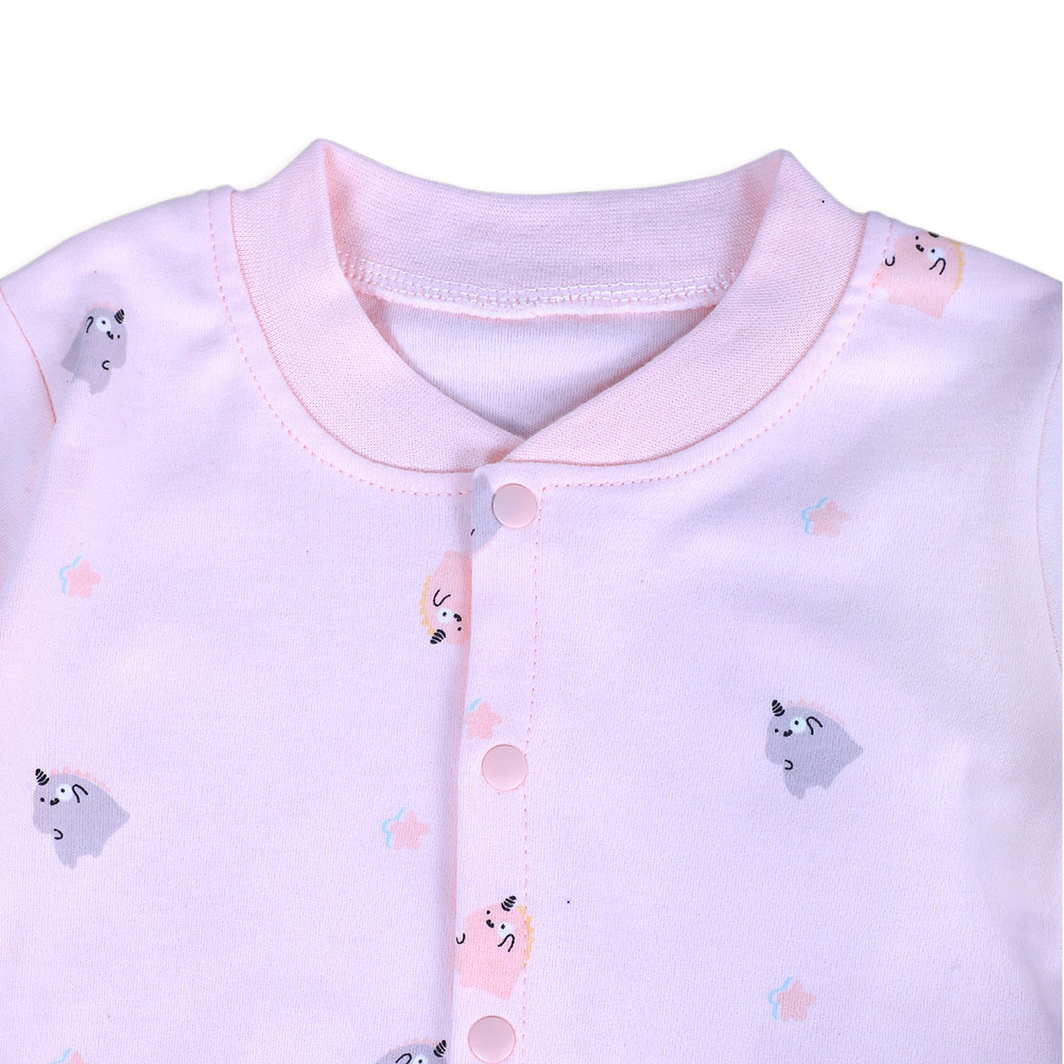 Unicorns And Stars Full Sleeves One-Piece Snap Button Bodysuit - Pink - Baby Moo