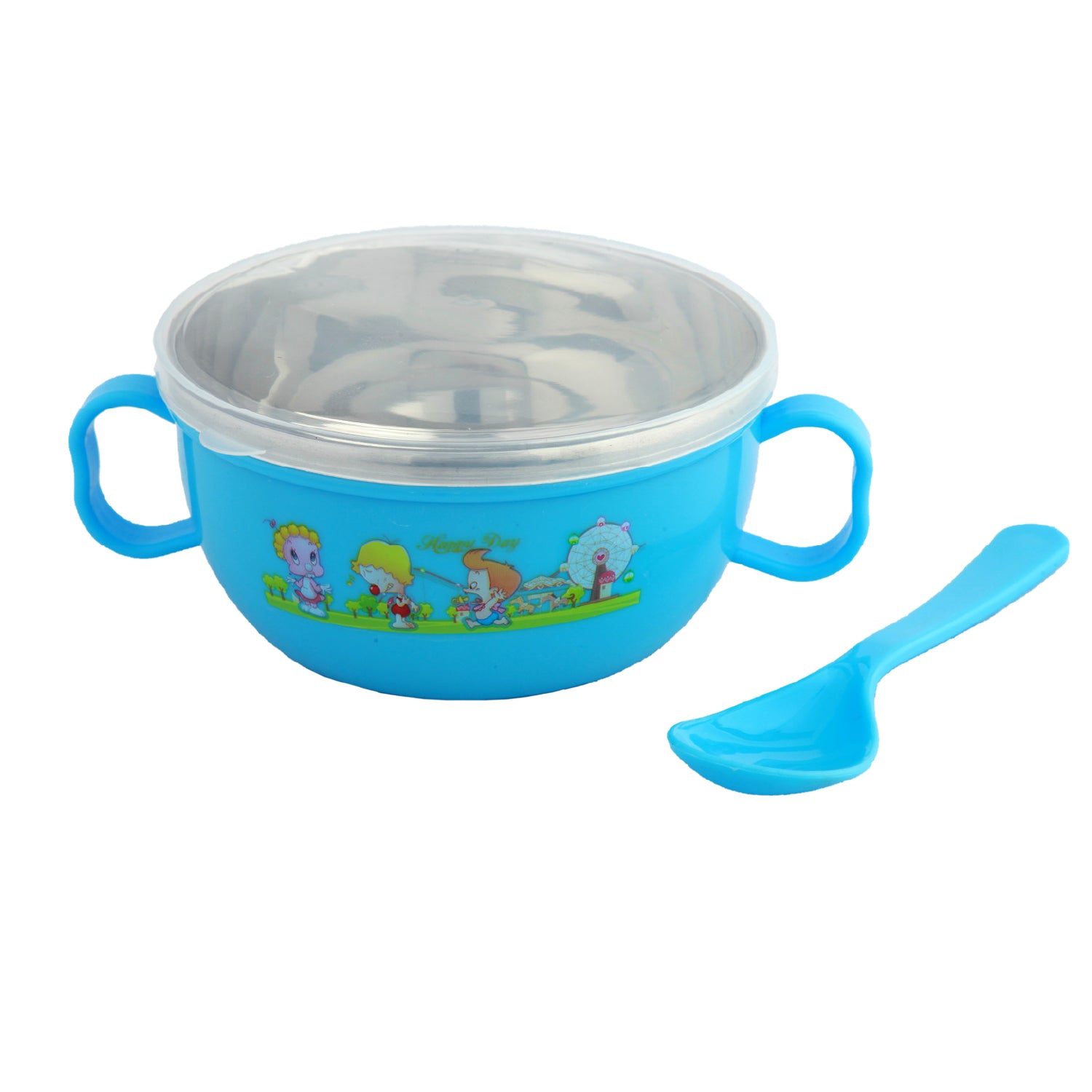 On-The-Go Blue Steel Bowl & Spoon Tiffin Set - Baby Moo