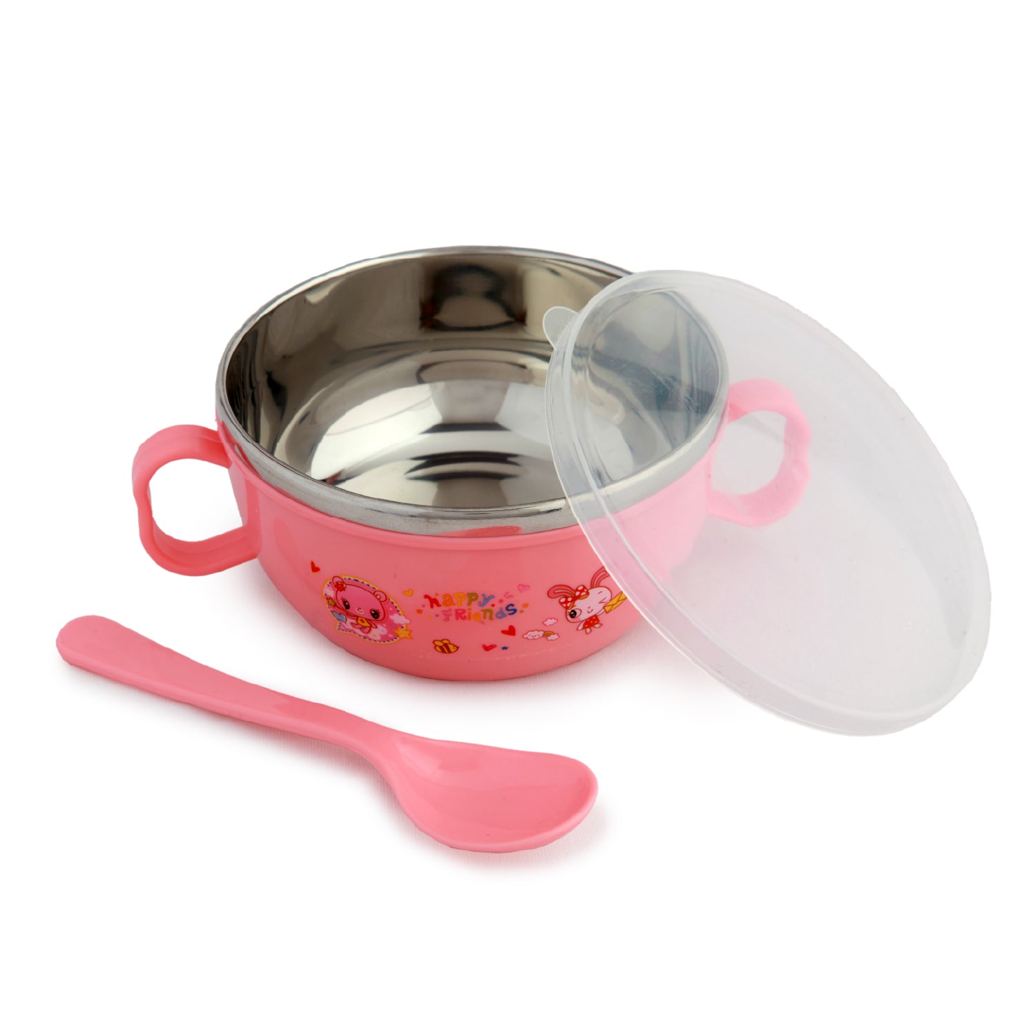 On-The-Go Pink Steel Bowl & Spoon Tiffin Set - Baby Moo