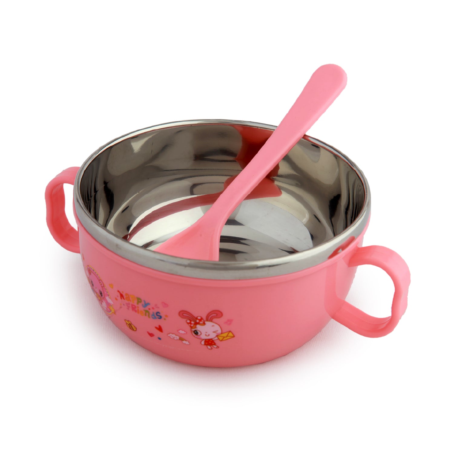 On-The-Go Pink Steel Bowl & Spoon Tiffin Set - Baby Moo