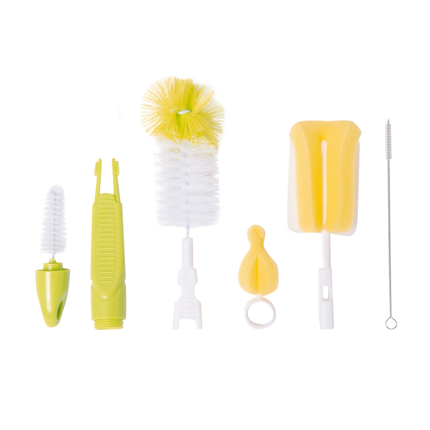 Premium Yellow Set Of 5 Bottle And Nipple Cleaning Brushes - Baby Moo