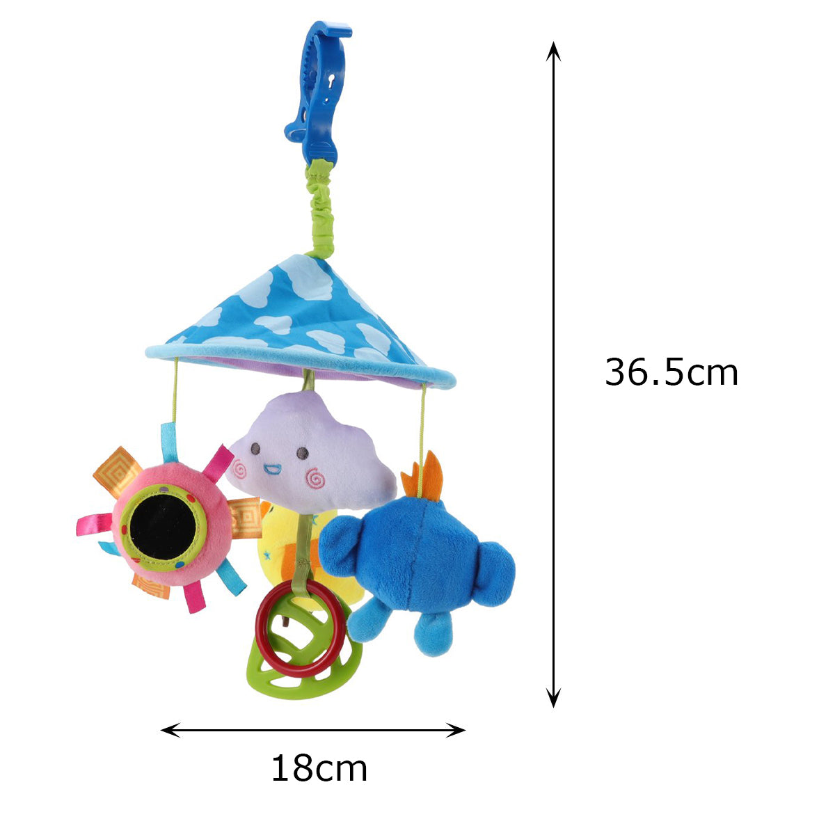 Bird In The Sky Bed Hanging Rattle Toy Rotating Cot Mobile - Blue - Baby Moo