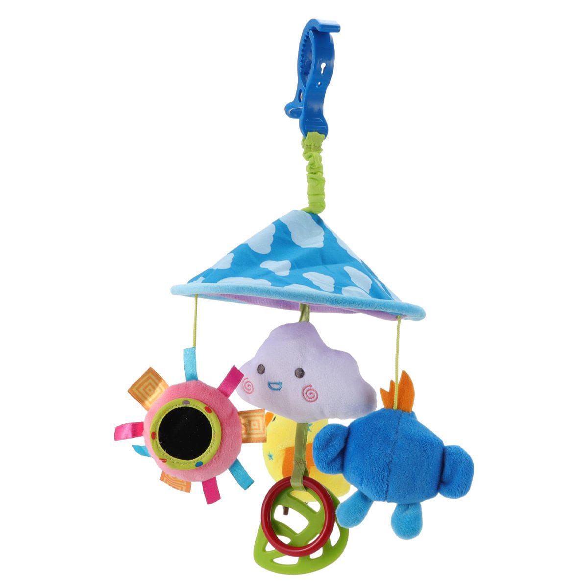 Bird In The Sky Bed Hanging Rattle Toy Rotating Cot Mobile - Blue - Baby Moo