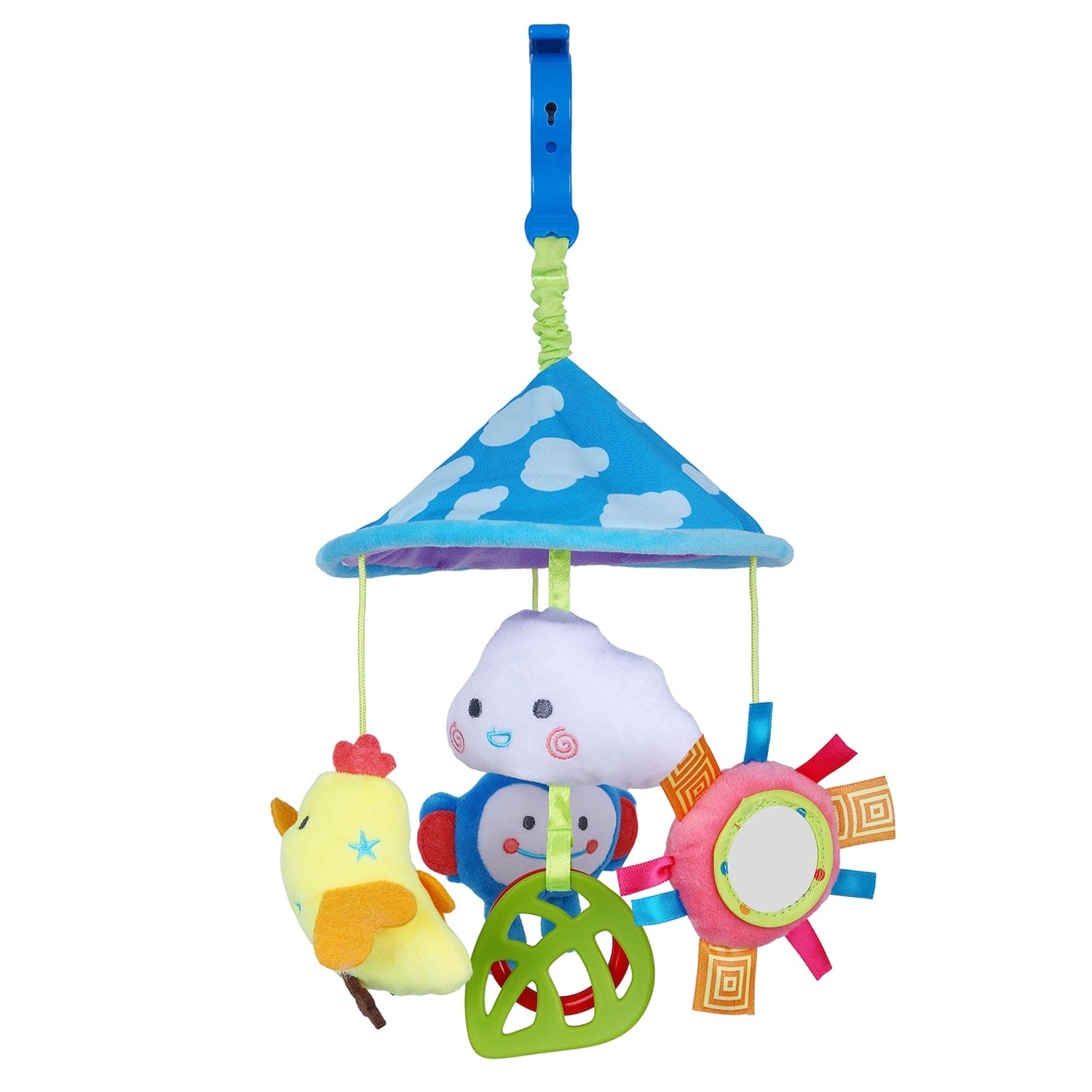 Bird In The Sky Bed Hanging Rattle Toy Rotating Cot Mobile - Blue - Baby Moo