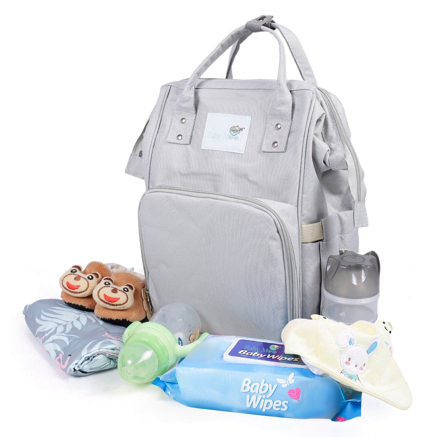 Diaper Bag 
Maternity Backpack Solid Grey - Baby Moo