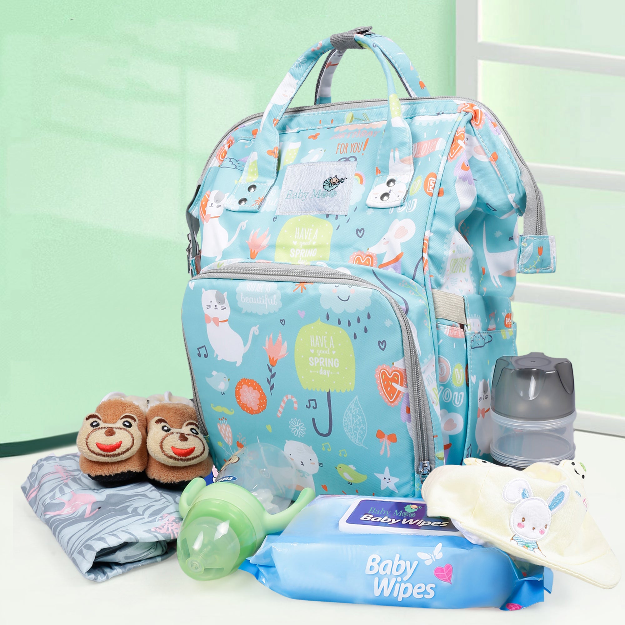 Diaper Bag 
Maternity Backpack Spring In The Garden Blue