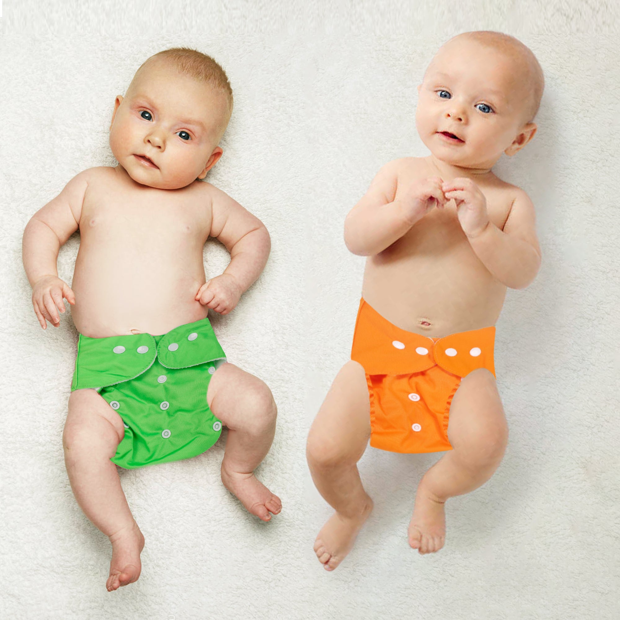 Plain Orange And Green Reusable 2 Pk Diaper - Baby Moo