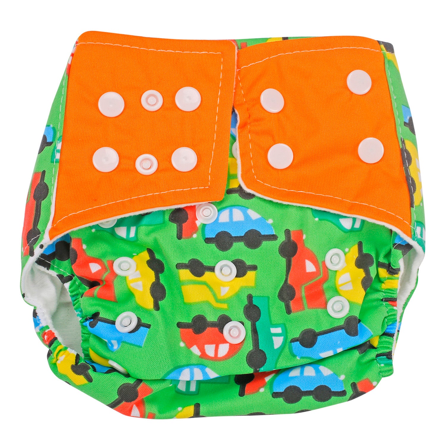 On-The-Go Orange And Green Reusable Diaper - Baby Moo