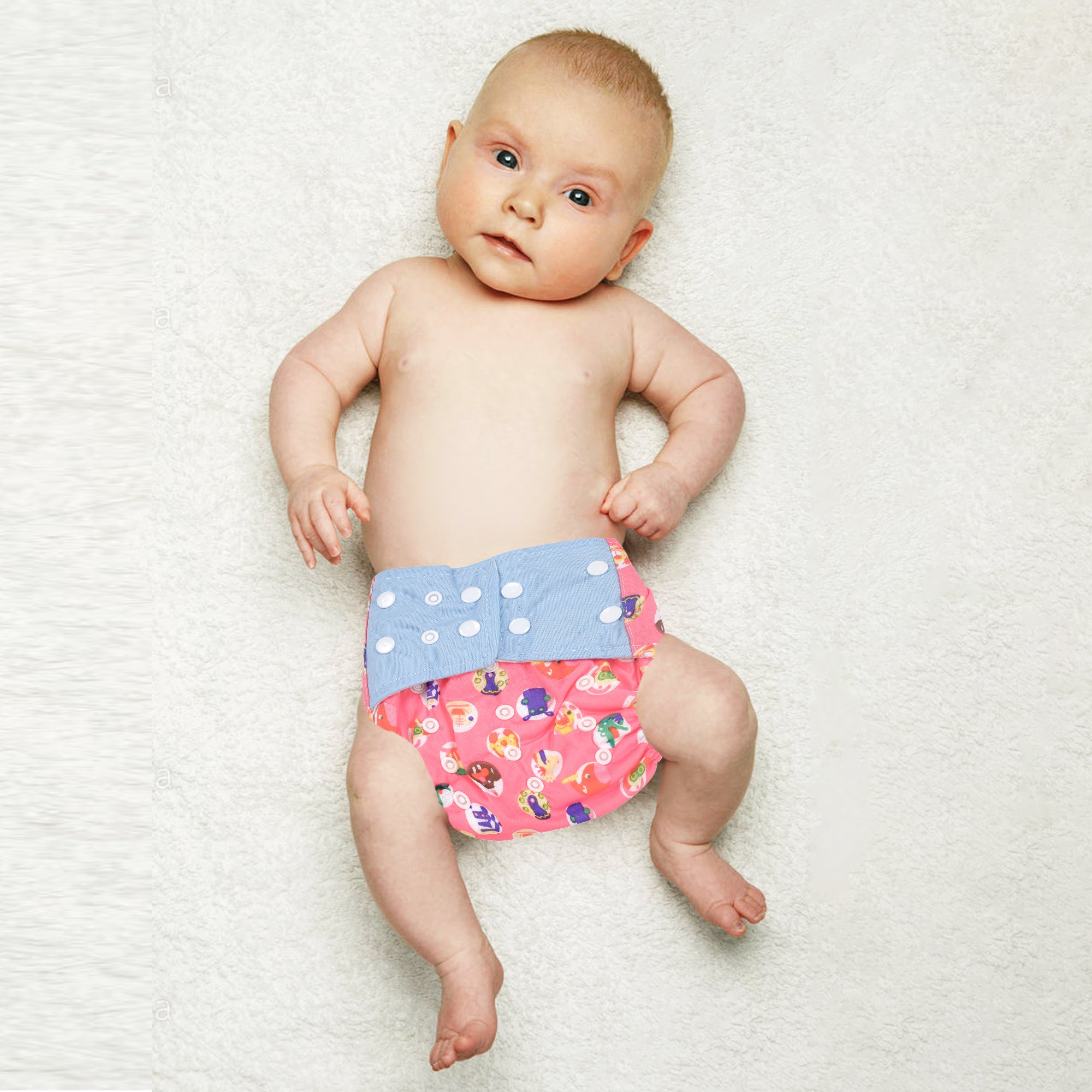 I Love Animals Blue And Pink Reusable Diaper - Baby Moo