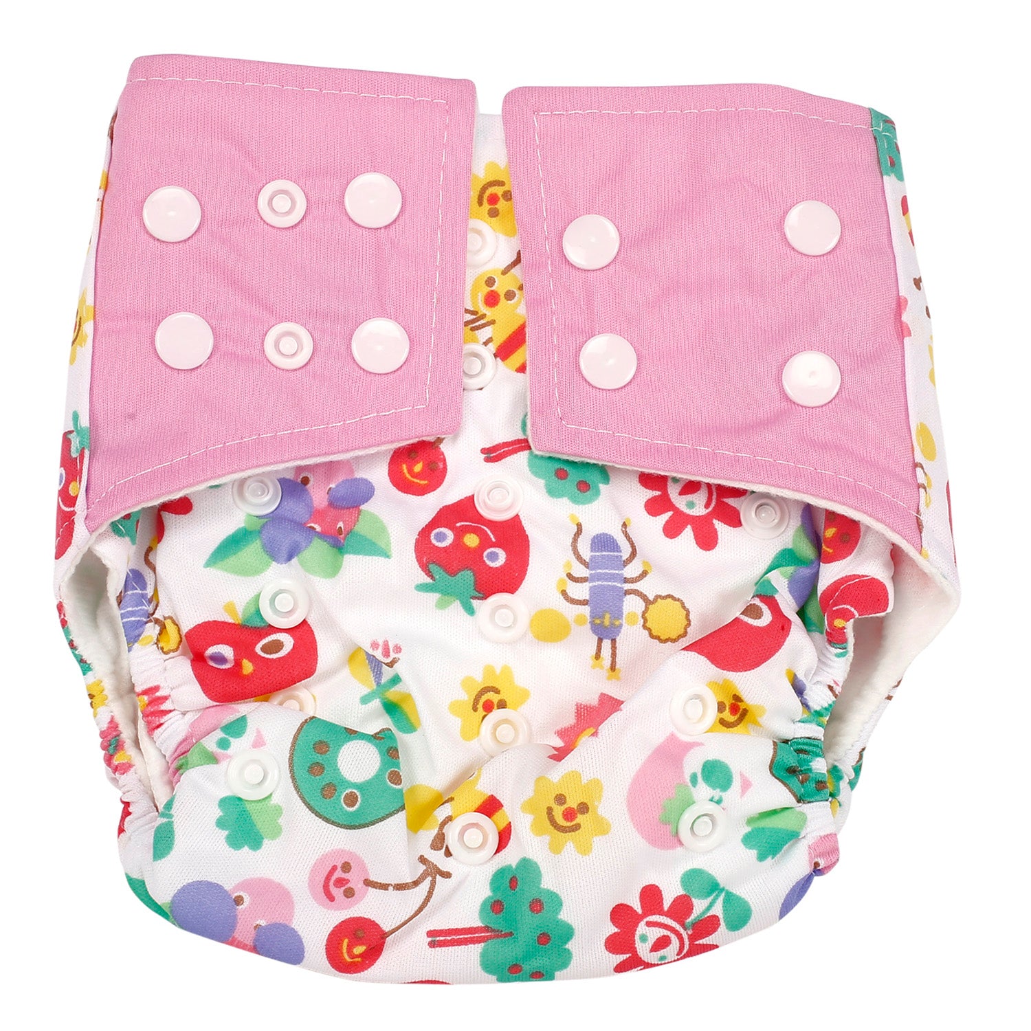 Fruity Fun Pink And Multicolour Reusable Diaper - Baby Moo