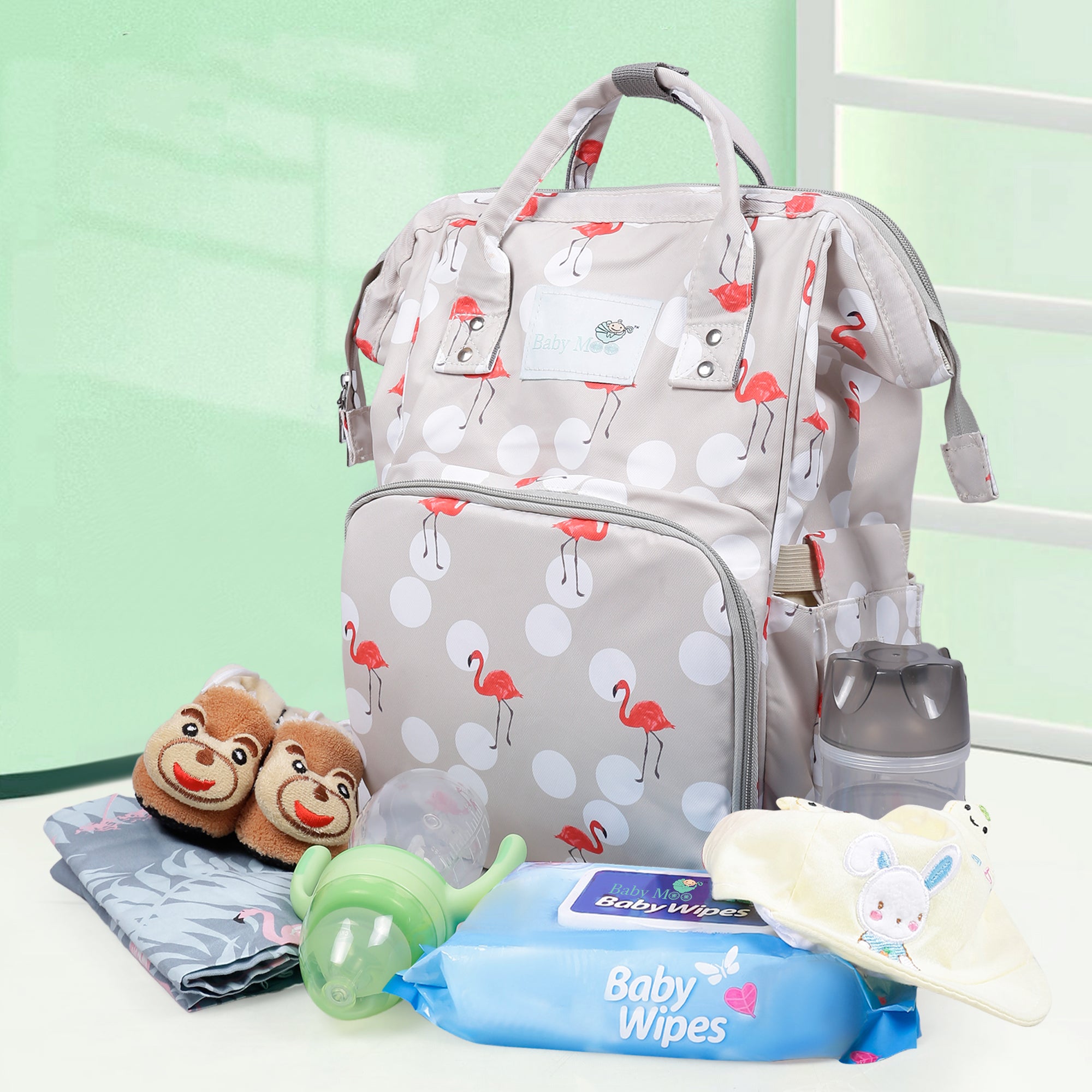 Diaper Bag 
Maternity Backpack Flamingo Beige