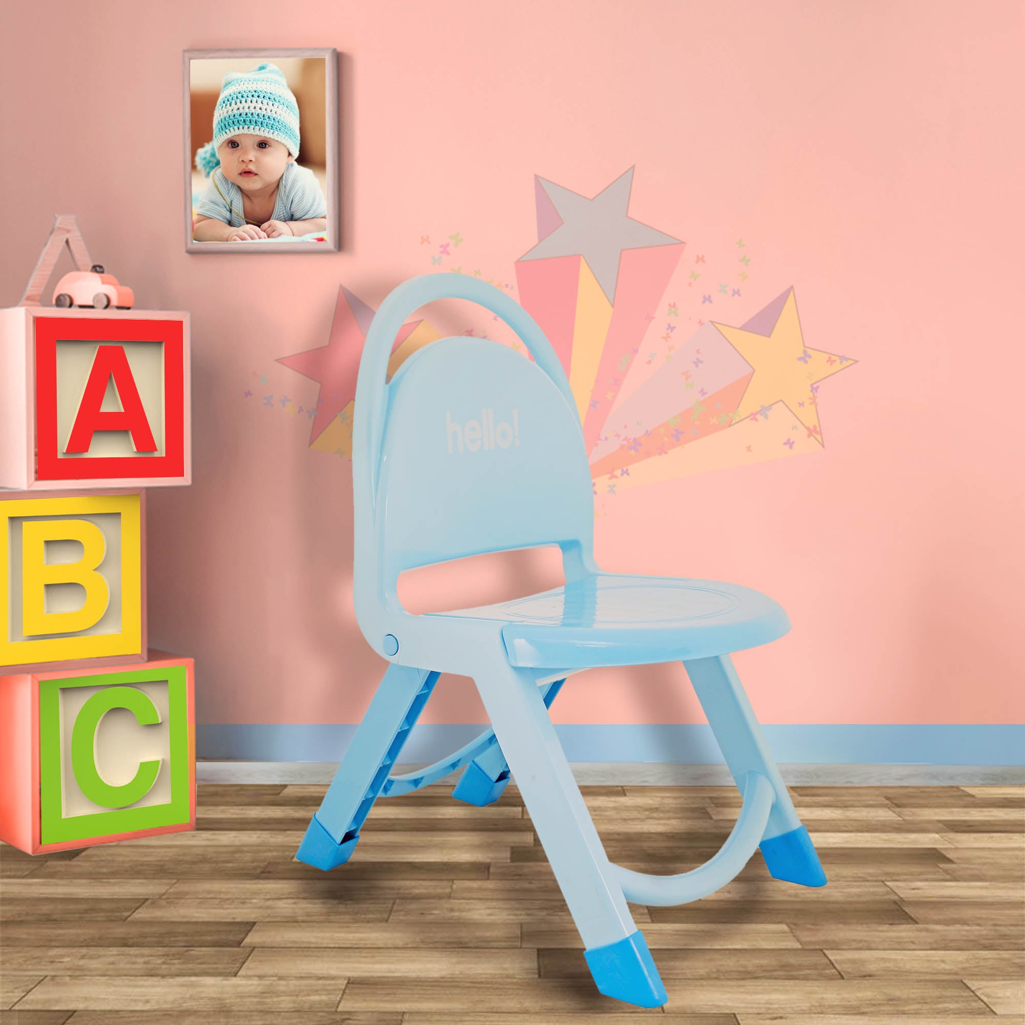 Foldable Multipurpose Blue Chair - Baby Moo
