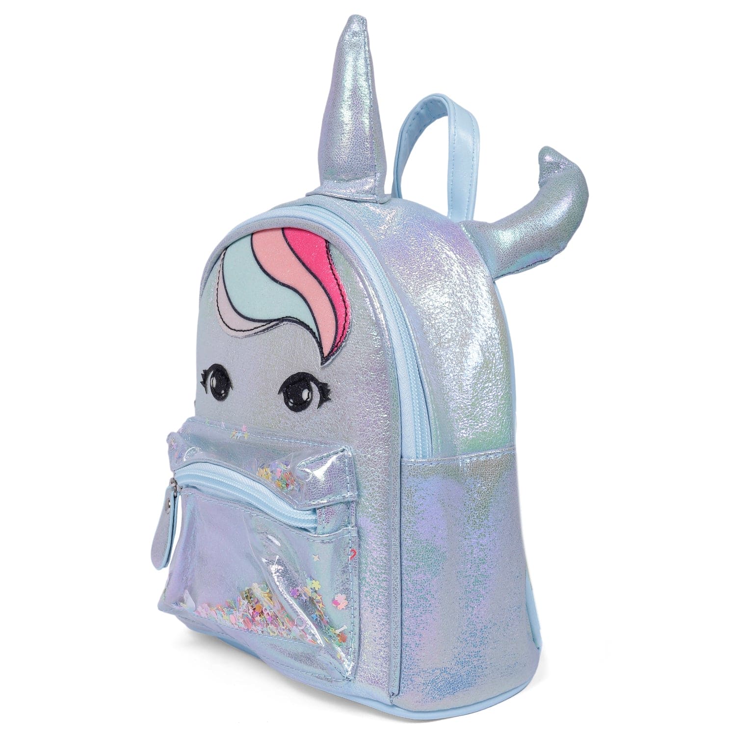 Unicorn Sequined Dual Tone Backpack Trendy Bag - Blue - Baby Moo