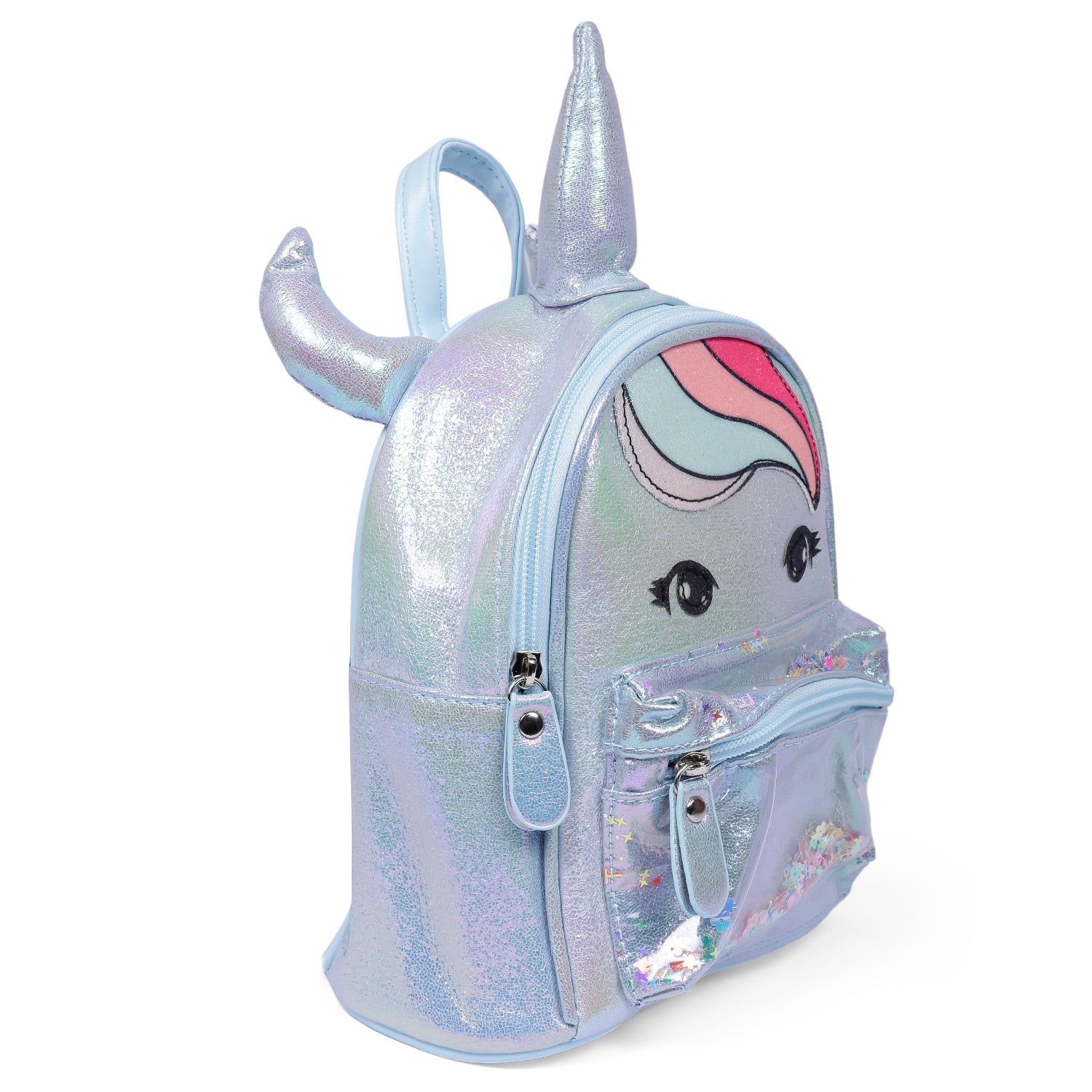 Unicorn Sequined Dual Tone Backpack Trendy Bag - Blue - Baby Moo