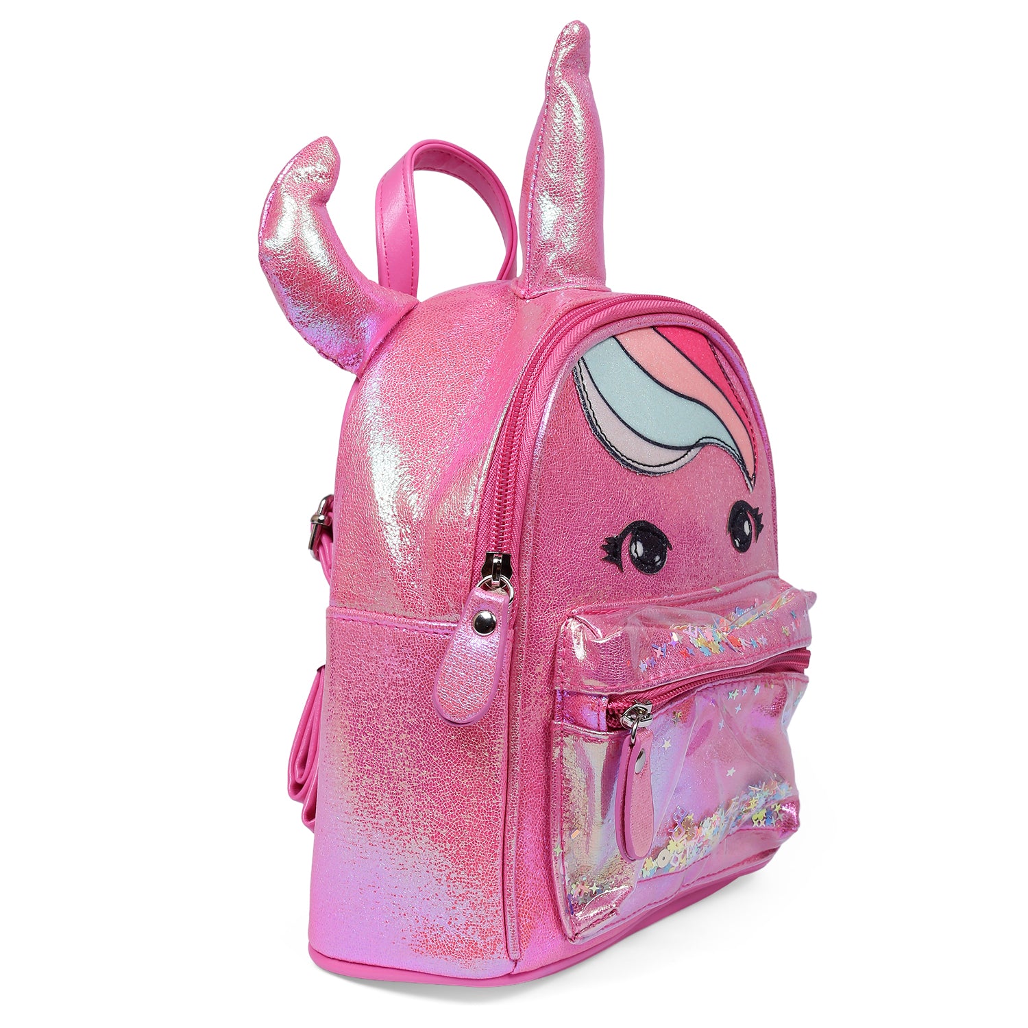 Unicorn Sequined Dual Tone Backpack Trendy Bag - Hot Pink - Baby Moo
