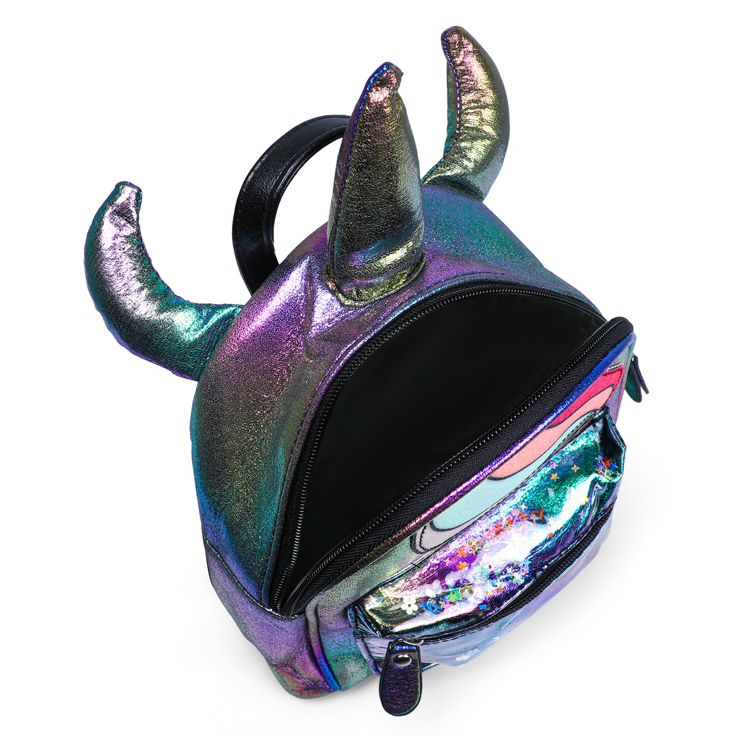 Unicorn Sequined Dual Tone Backpack Trendy Bag - Black - Baby Moo