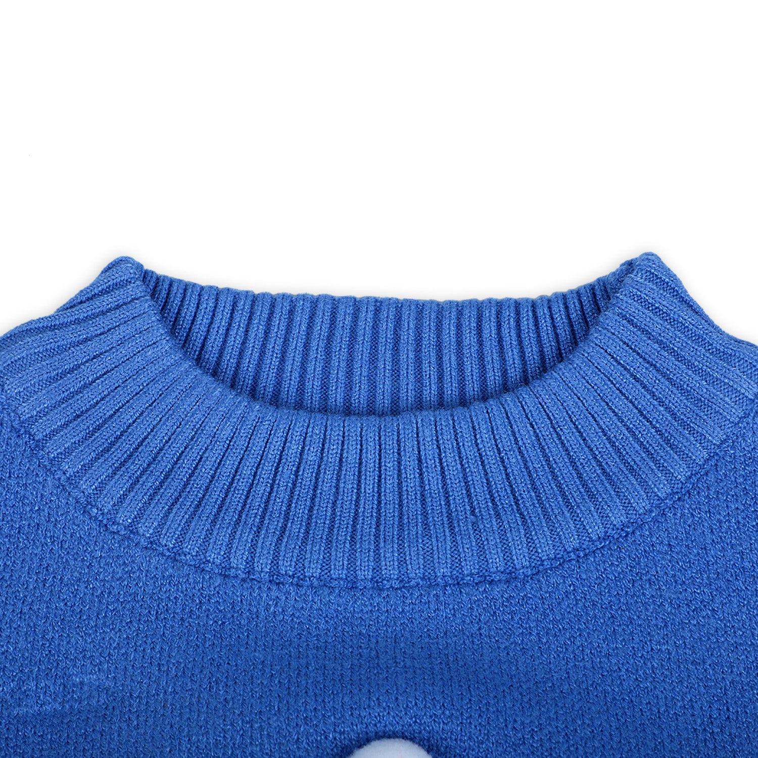 Mr. Bear Premium Full Sleeves Knitted Sweater With 3D Applique - Blue - Baby Moo