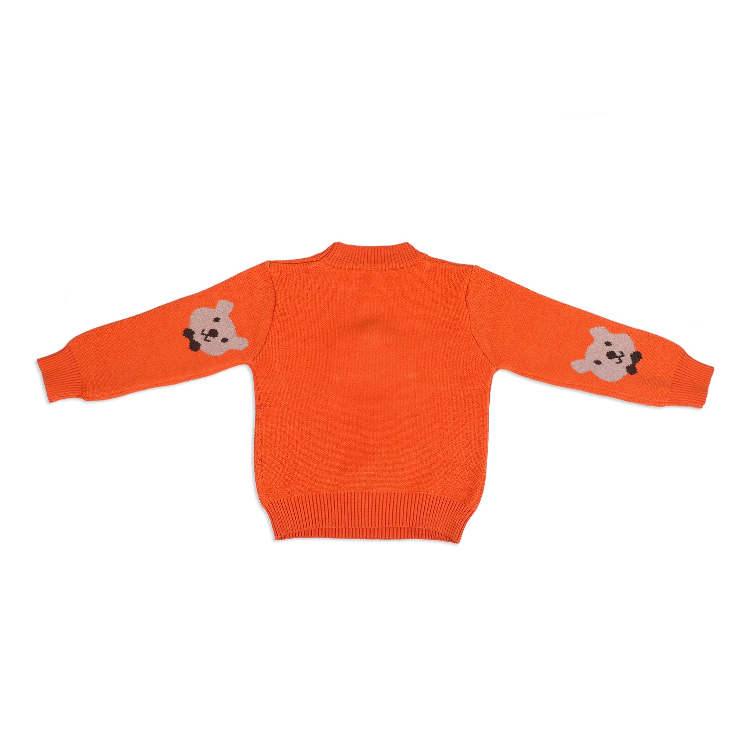 Mr. Bear Premium Full Sleeves Knitted Sweater With 3D Applique - Orange