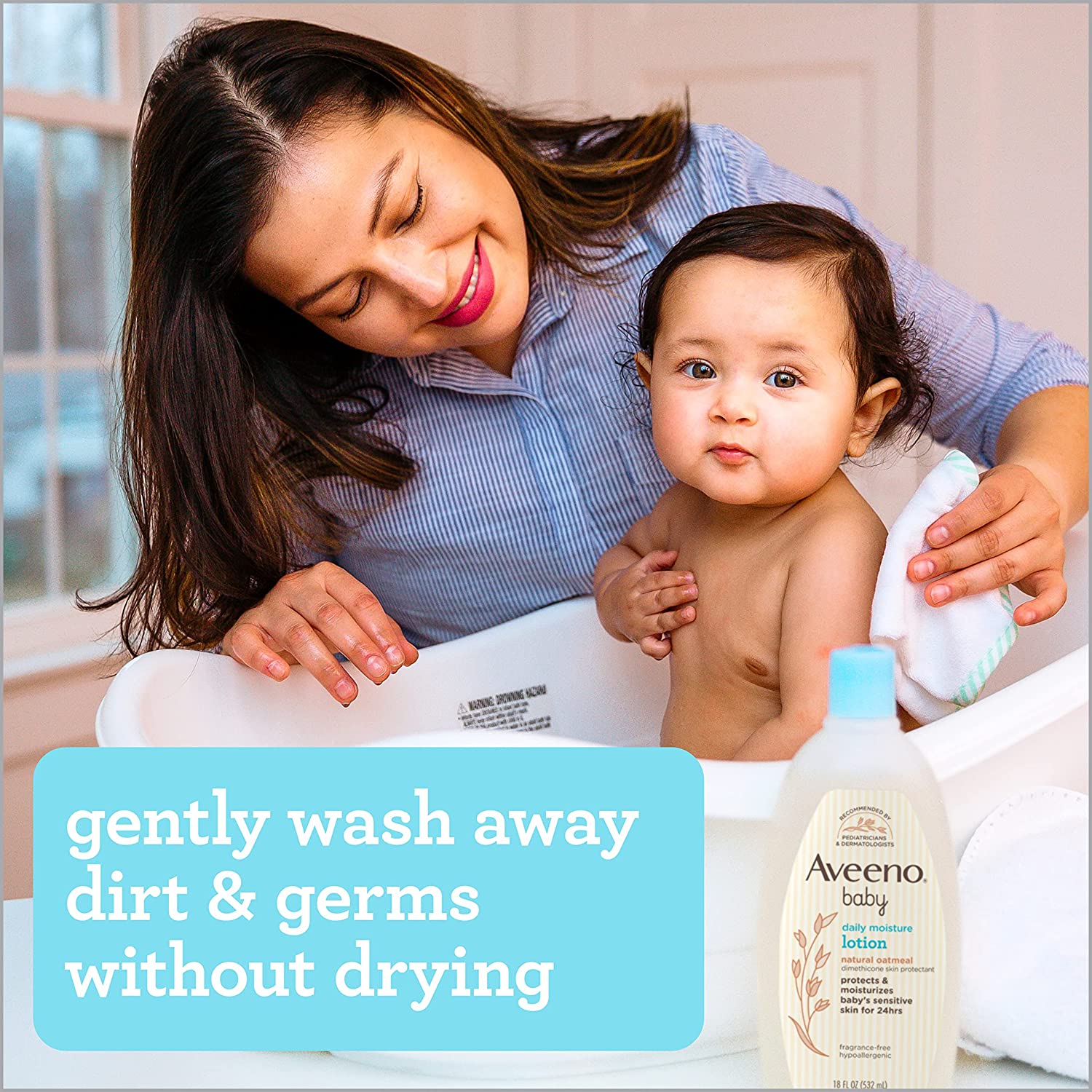 Aveeno Baby Daily Moisture Wash and Shampoo with Oat Extract Gentle on Hair & Skin 976 ml - Baby Moo