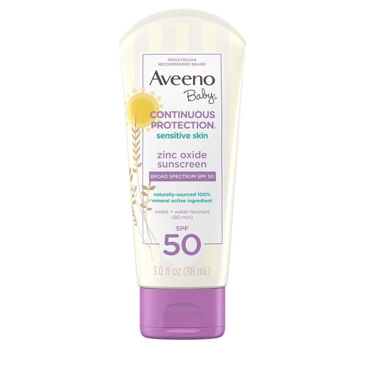 Aveeno Baby Continuous Protection Zinc Oxide SPF 50 Sunscreen Lotion - 88 ml