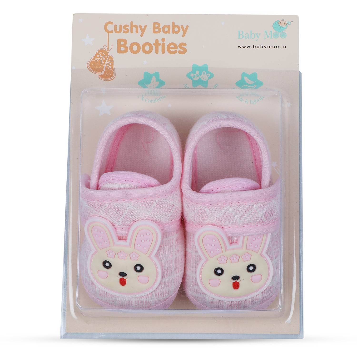 Cute Bunny Pink Booties - Baby Moo
