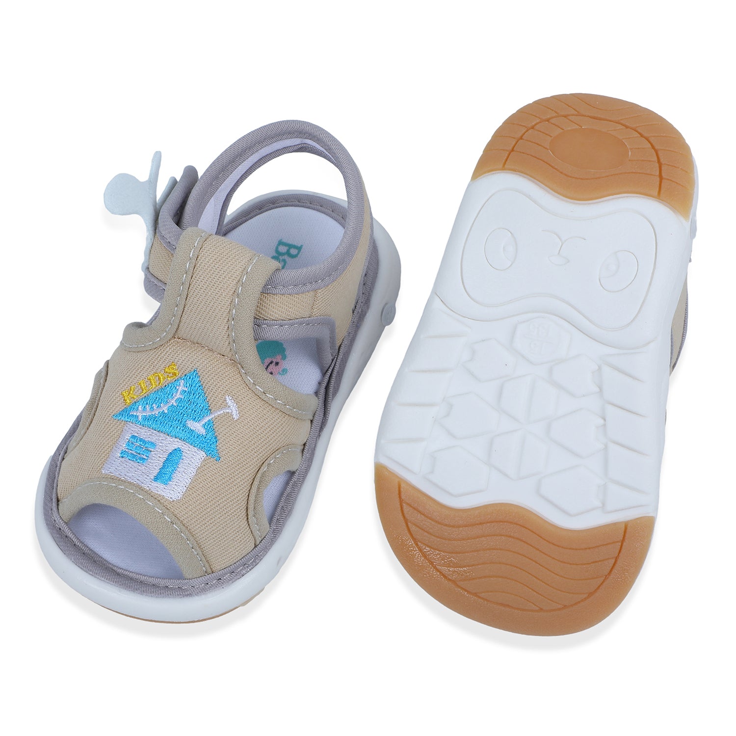 Baby Moo My Pet's House Chu-Chu Sound Breathable Anti-Skid Sandals - Beige - Baby Moo