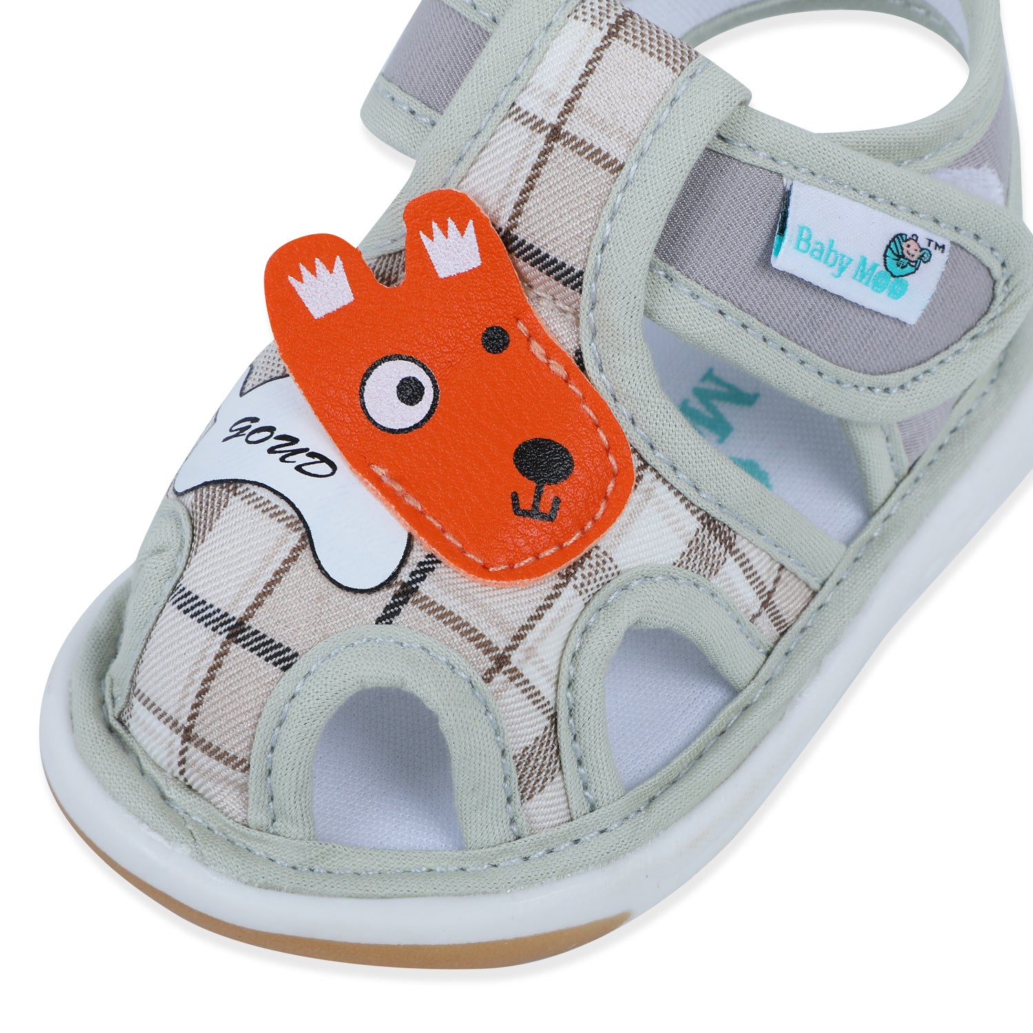 Baby Moo Cute Puppy Checked Chu-Chu Sound Breathable Anti-Skid Sandals - Multicolour - Baby Moo