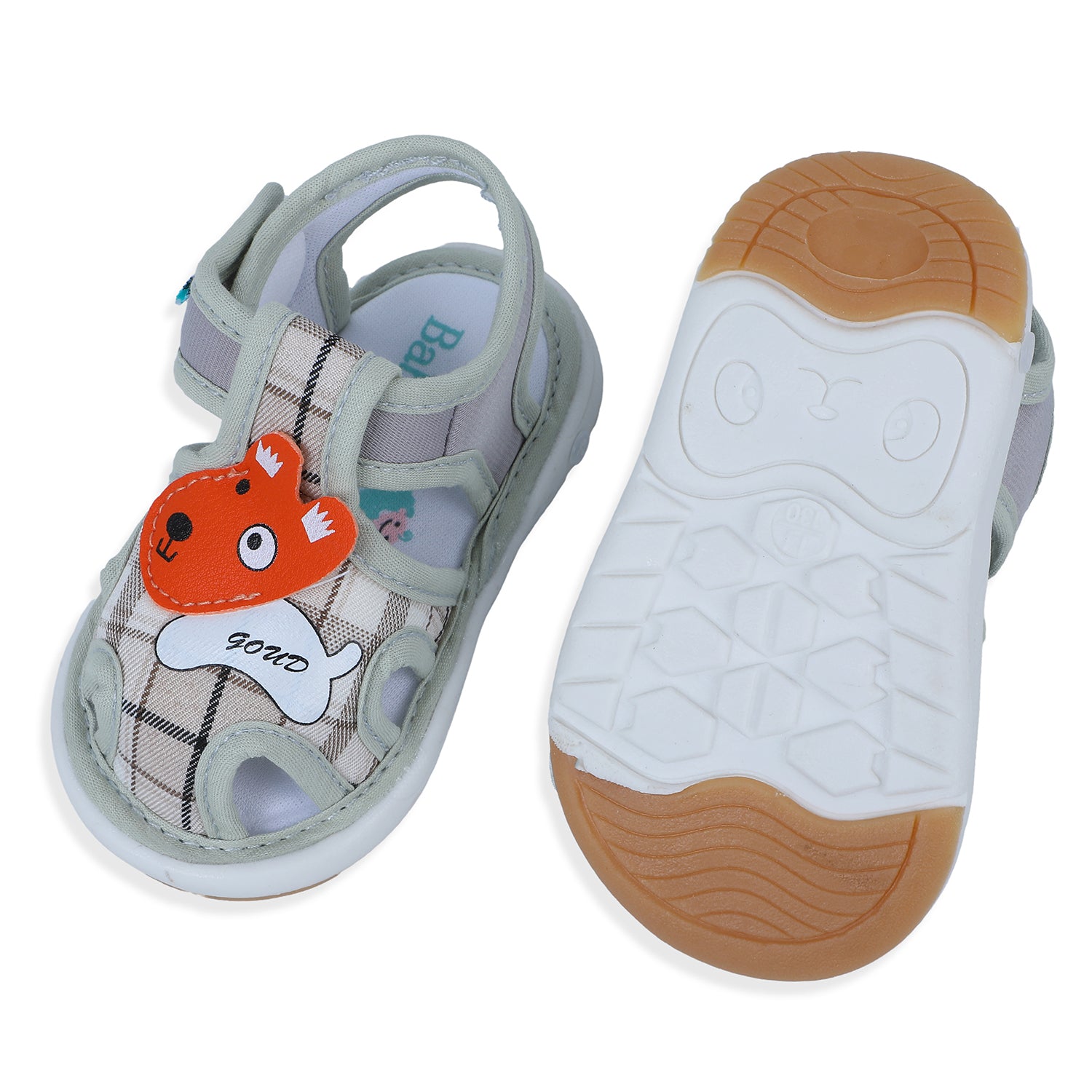 Baby Moo Cute Puppy Checked Chu-Chu Sound Breathable Anti-Skid Sandals - Multicolour - Baby Moo