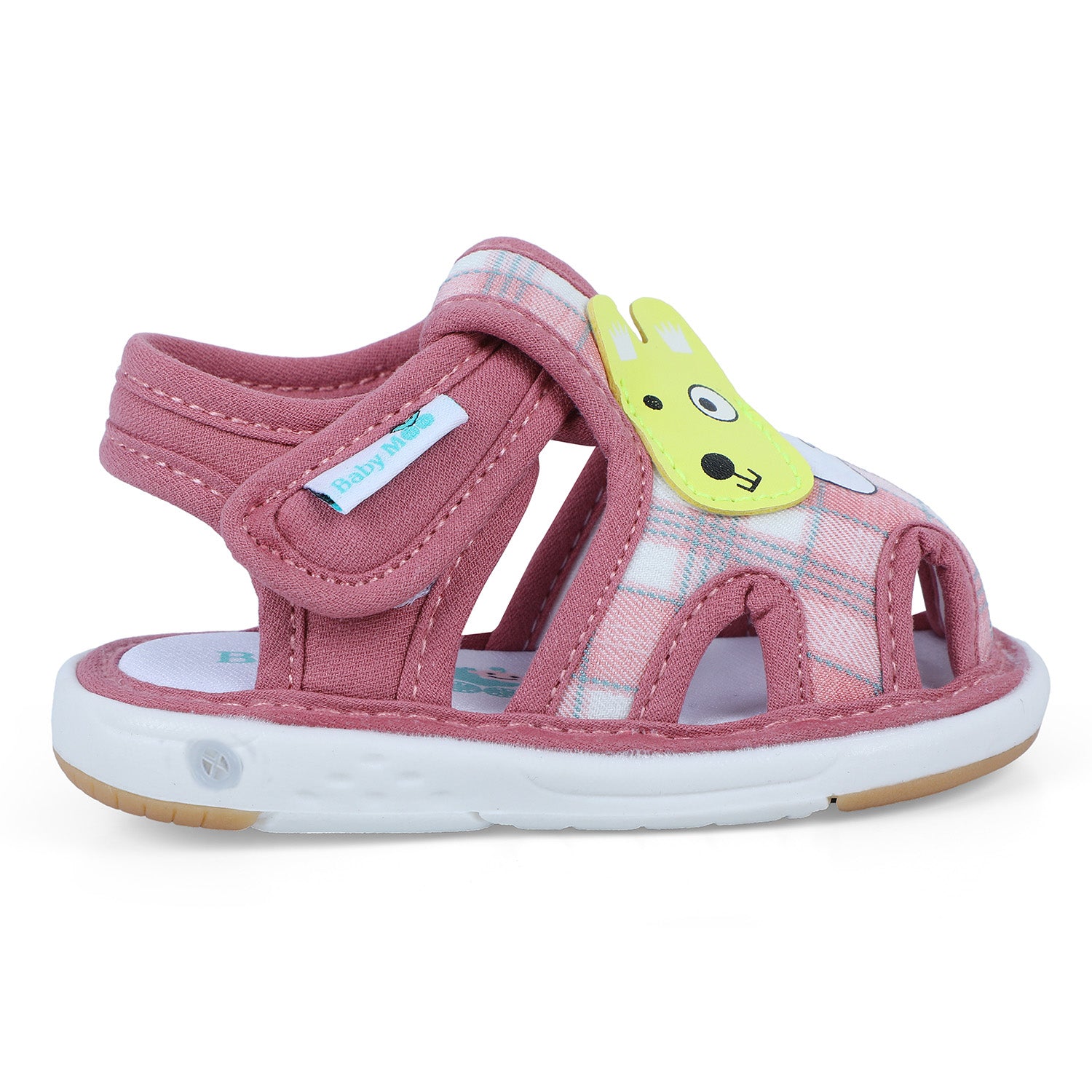 Baby Moo Cute Puppy Checked Chu-Chu Sound Breathable Anti-Skid Sandals - Pink - Baby Moo