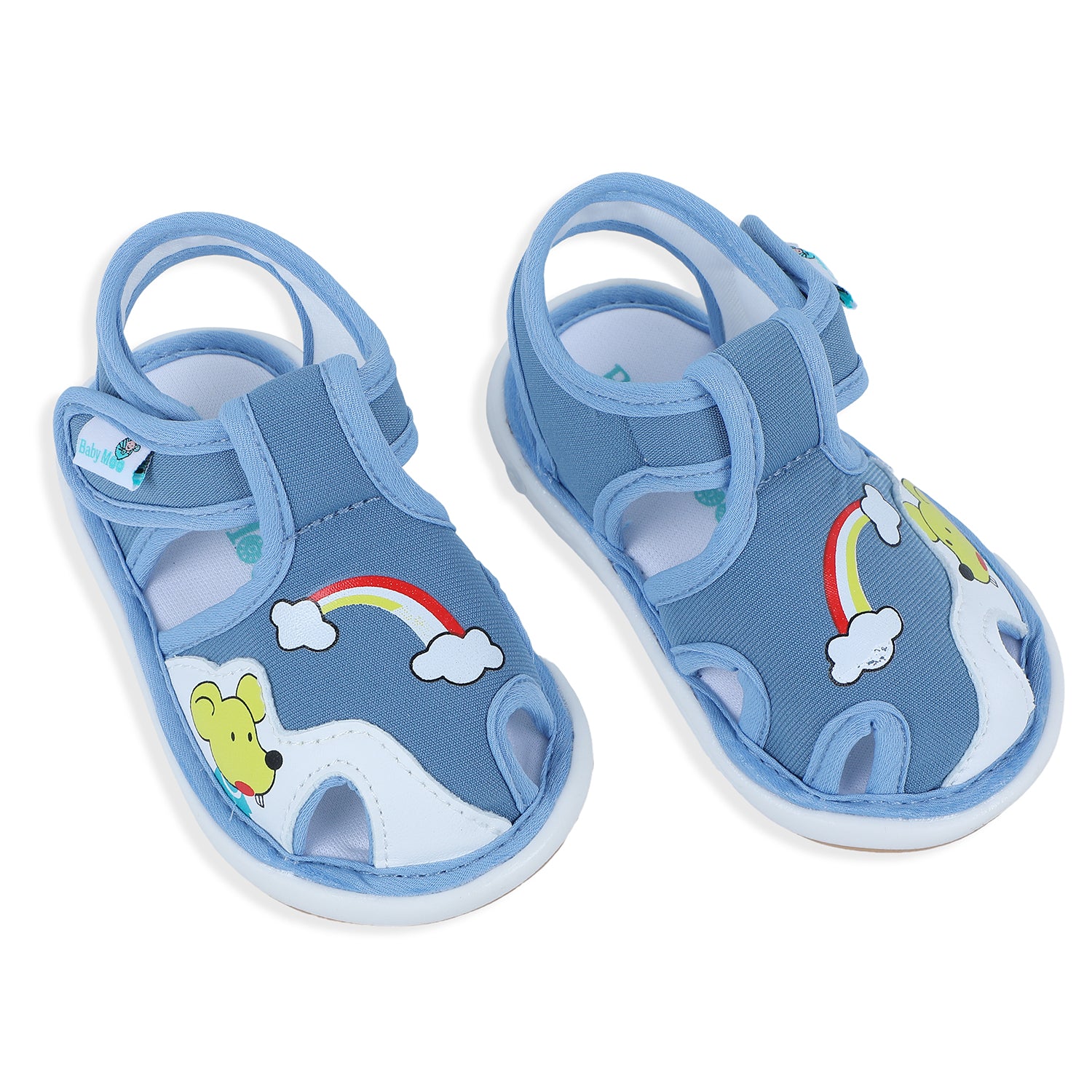 Baby Moo Rainbow Chu-Chu Sound Breathable Anti-Skid Sandals - Blue