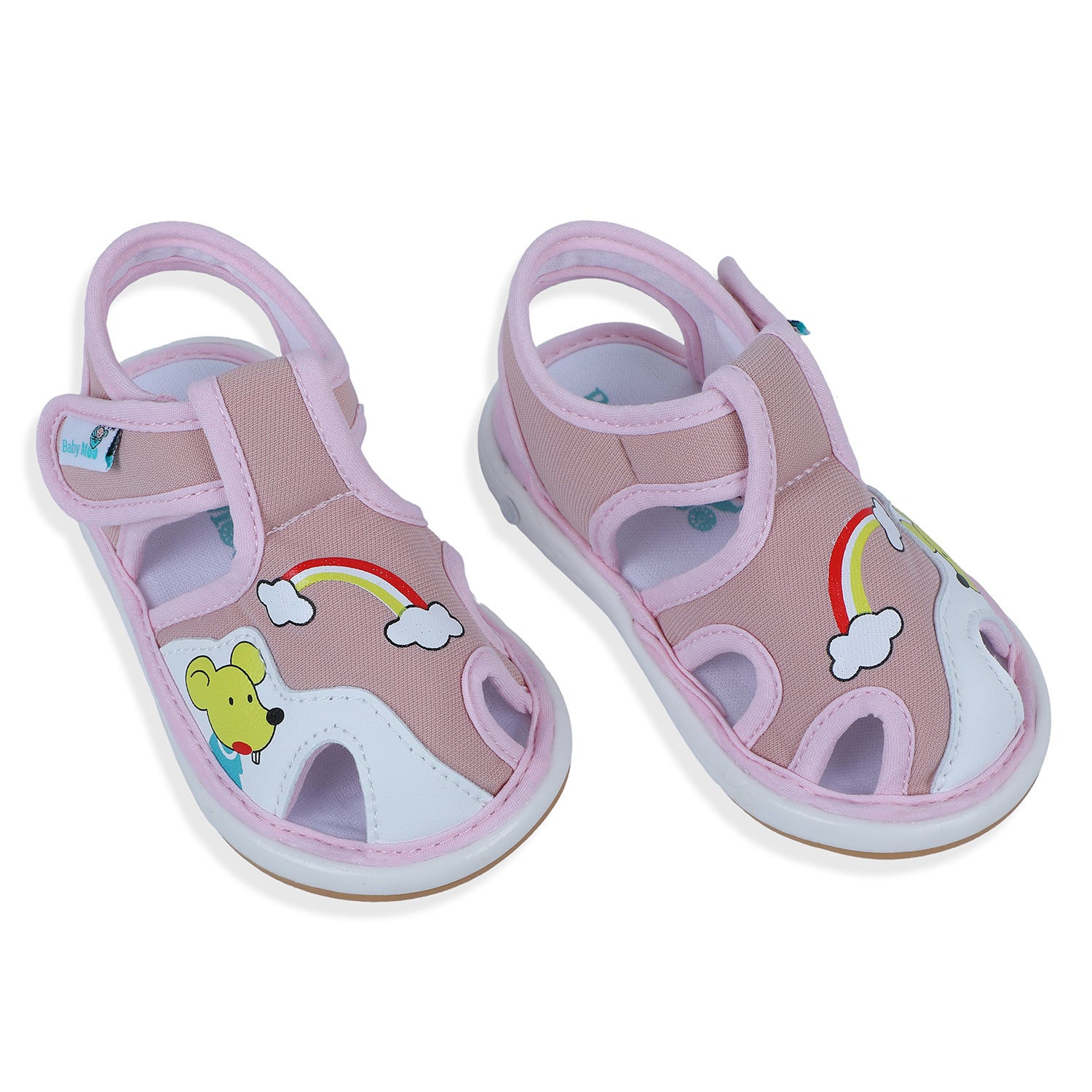 Baby Moo Rainbow Chu-Chu Sound Breathable Anti-Skid Sandals - Pink