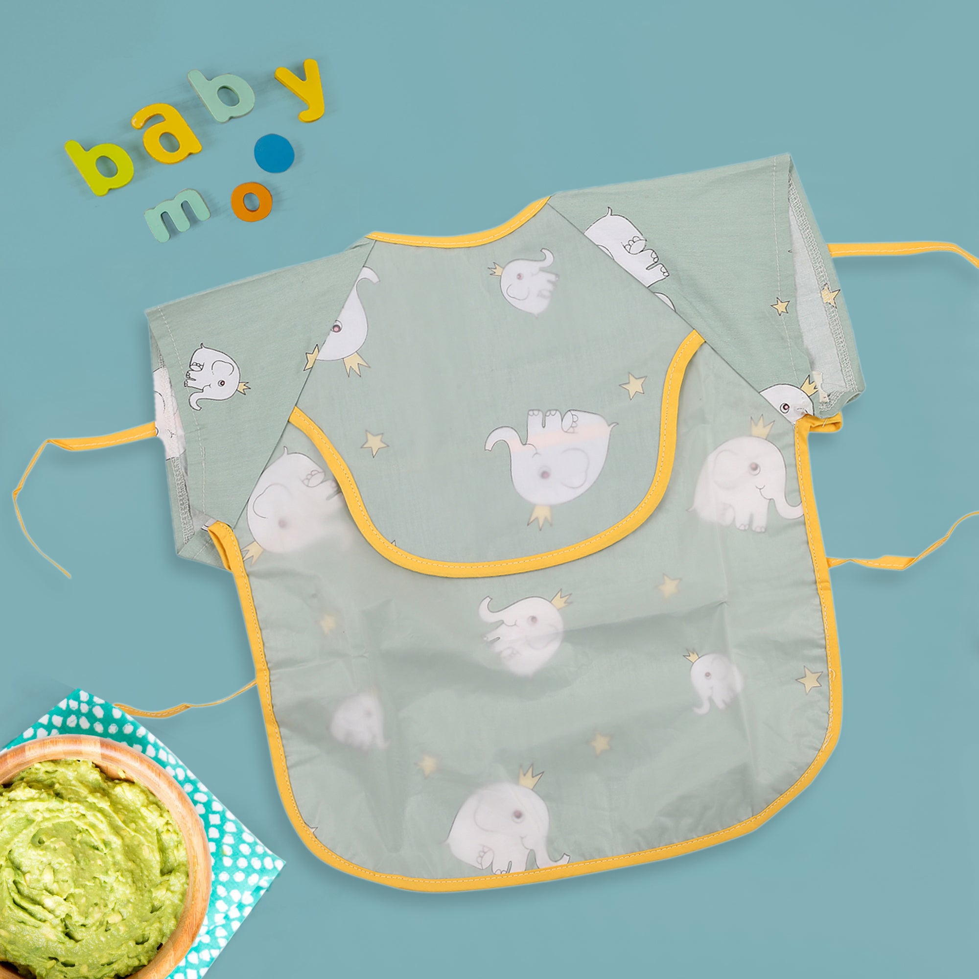 Elephant Mint Green Wear Me Bib - Baby Moo