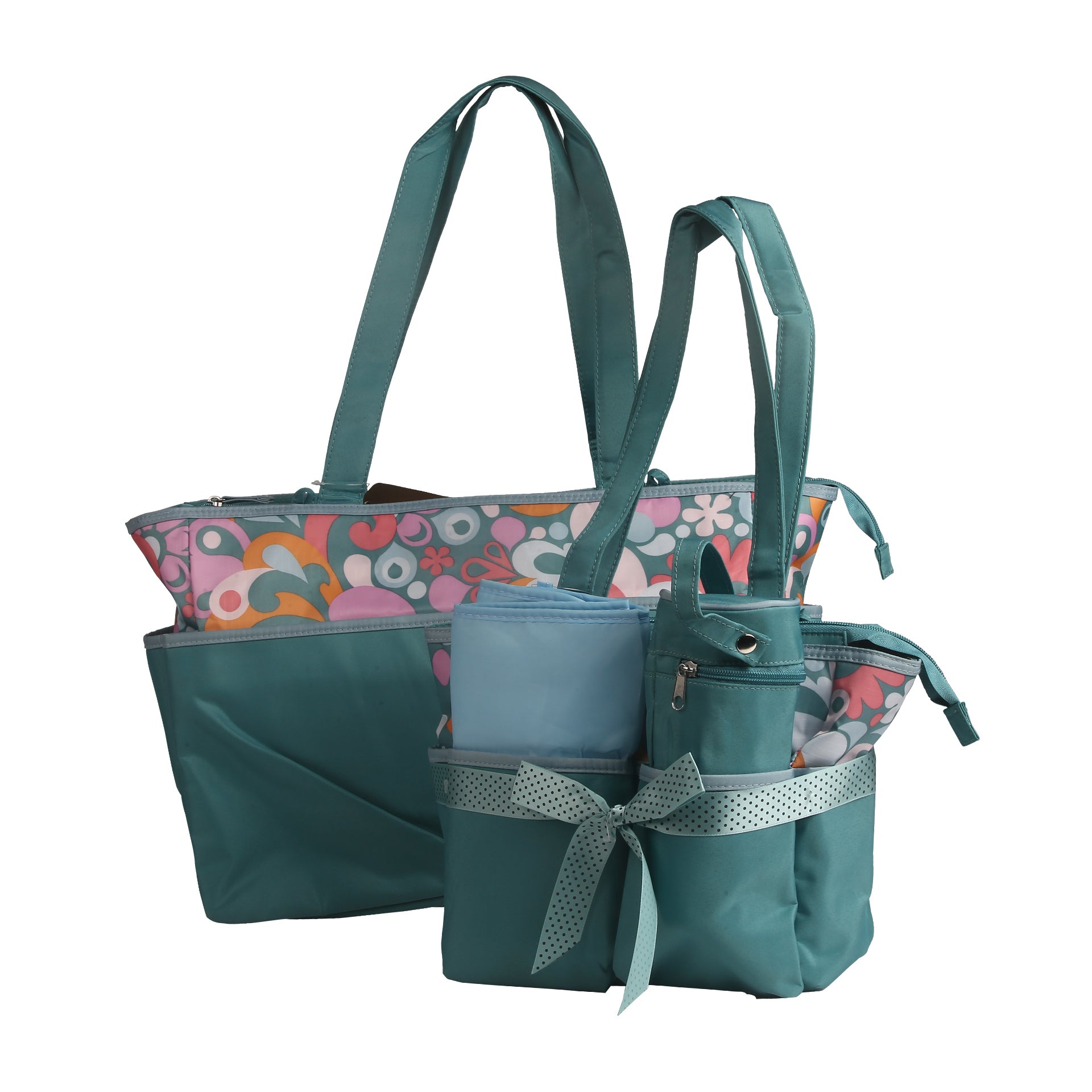 Floral Abstract Green Diaper Bag - Baby Moo