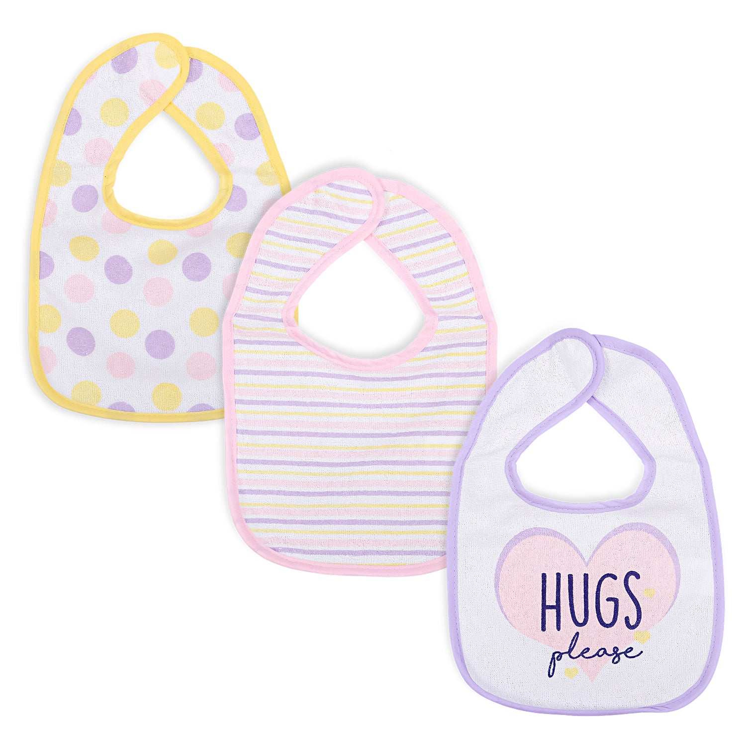Feeding Bibs Pack Of 3 Polka Dots And Striped Multicolour - Baby Moo