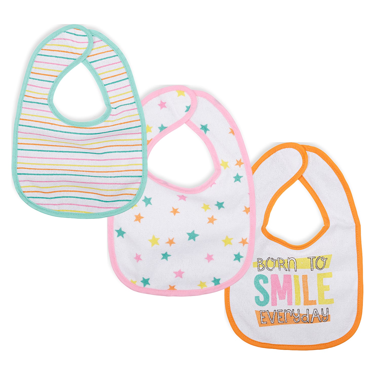 Feeding Bibs Pack Of 3 Smiling Star Multicolour - Baby Moo