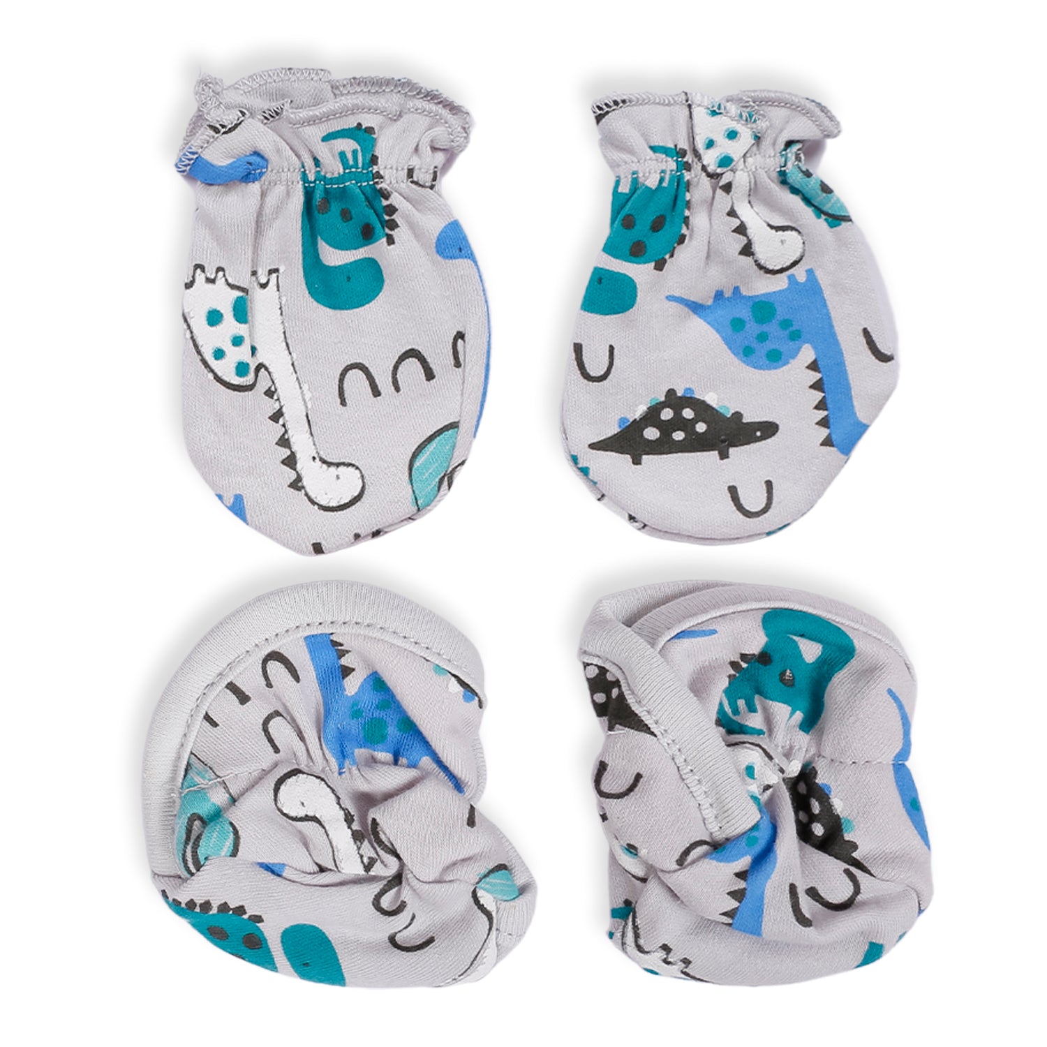 Cap Mittens And Booties Gift Set Dinosaur Blue - Baby Moo