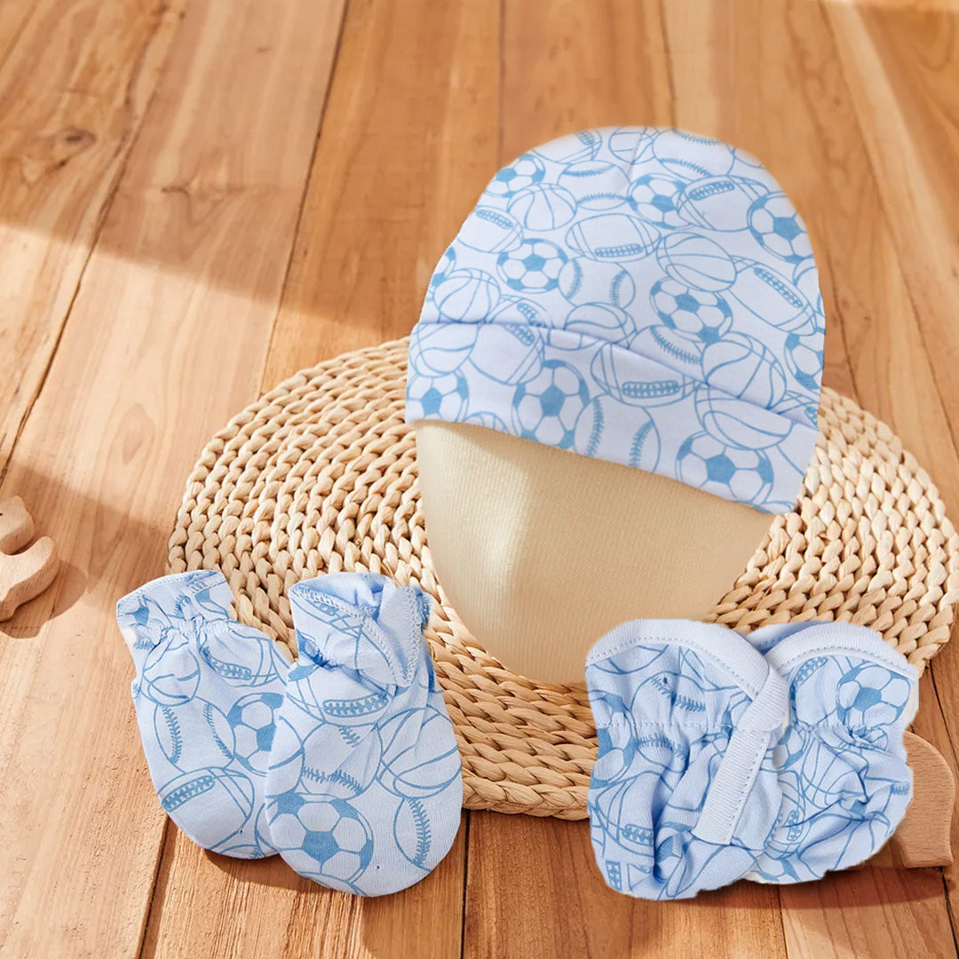 Cap Mittens And Booties Gift Set Athlete Blue