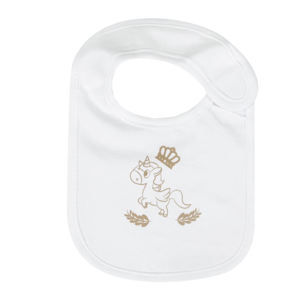 Whimsical Unicorn White 3 Pk Bibs - Baby Moo