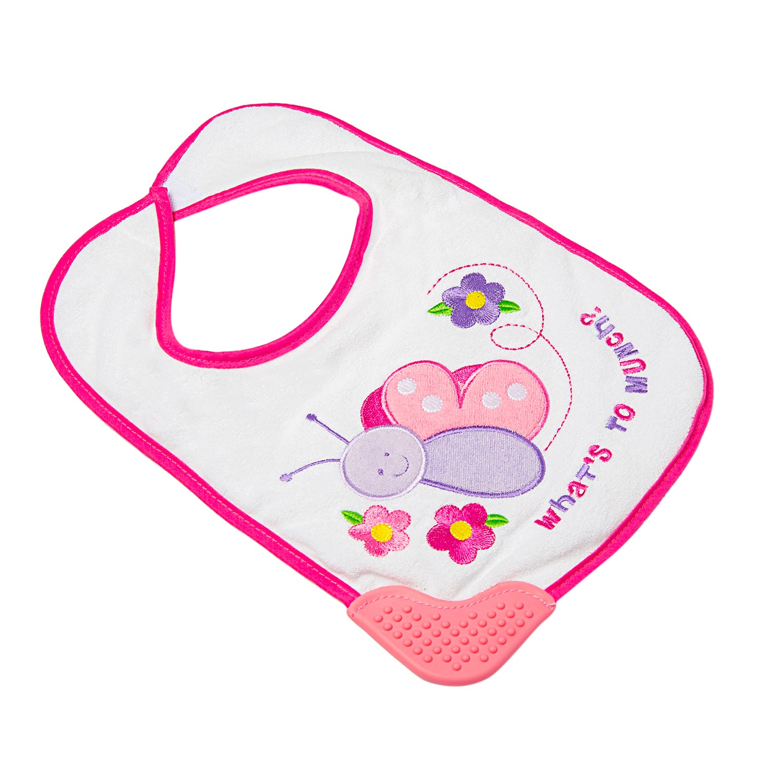 Happy Butterfly Pink Teether Bib - Baby Moo