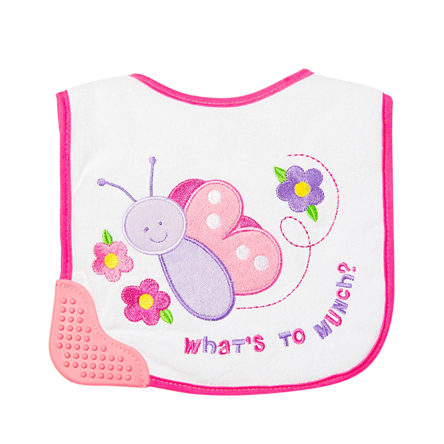 Happy Butterfly Pink Teether Bib - Baby Moo